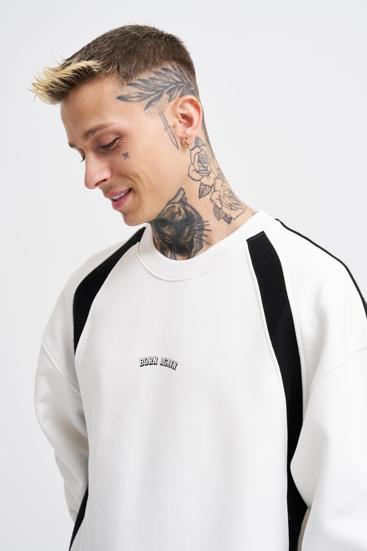 Erkek Born Again Sweatshirt ECRU-BLACK