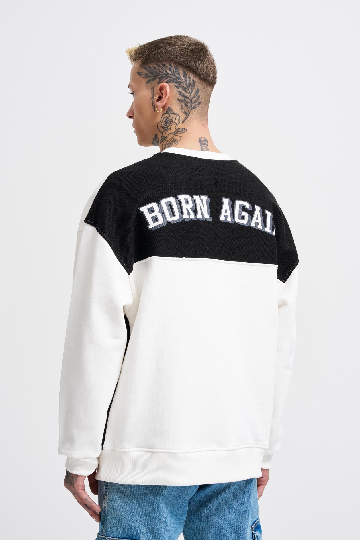 Erkek Born Again Sweatshirt ECRU-BLACK