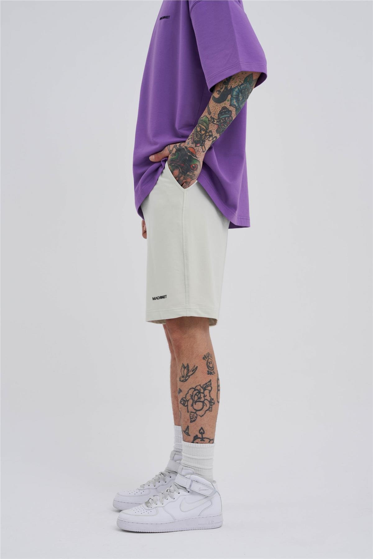 Erkek Cepli Basic Oversize Gri Şort