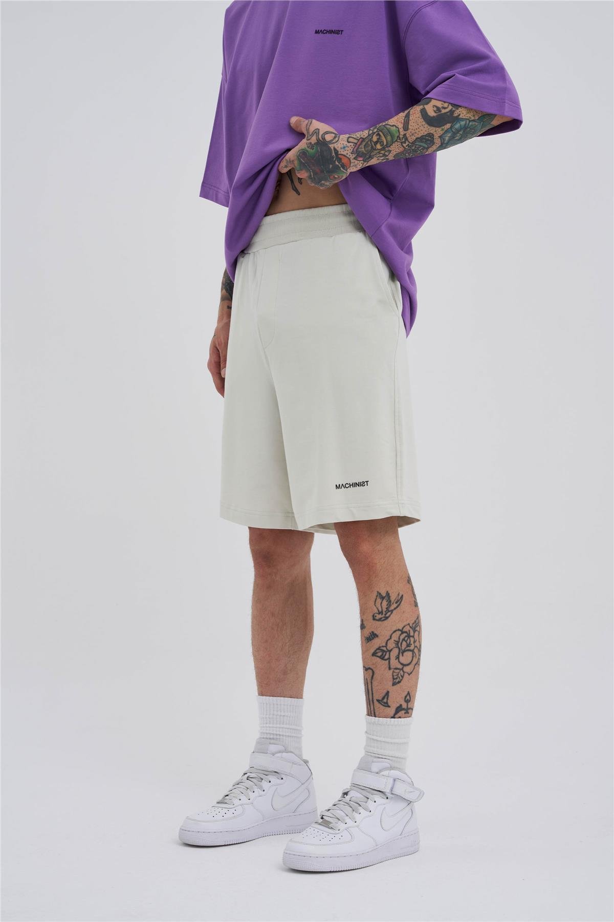 Erkek Cepli Basic Oversize Gri Şort