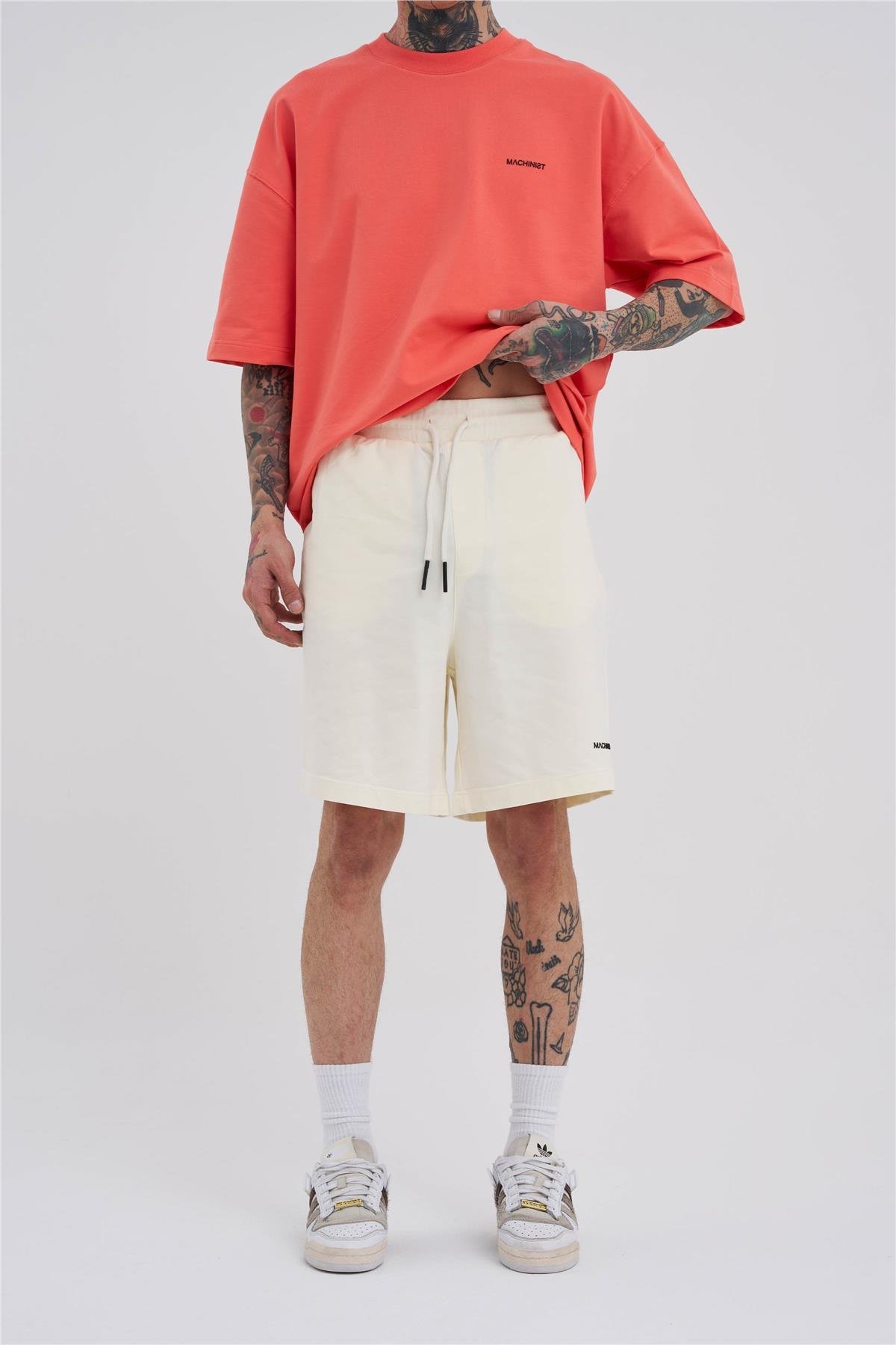 Erkek Basic Oversize Krem Şort