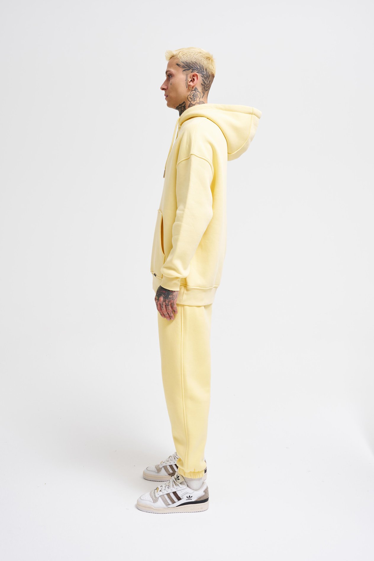 Erkek Cepli Kapüşonlu Oversize Sarı Sweatshirt