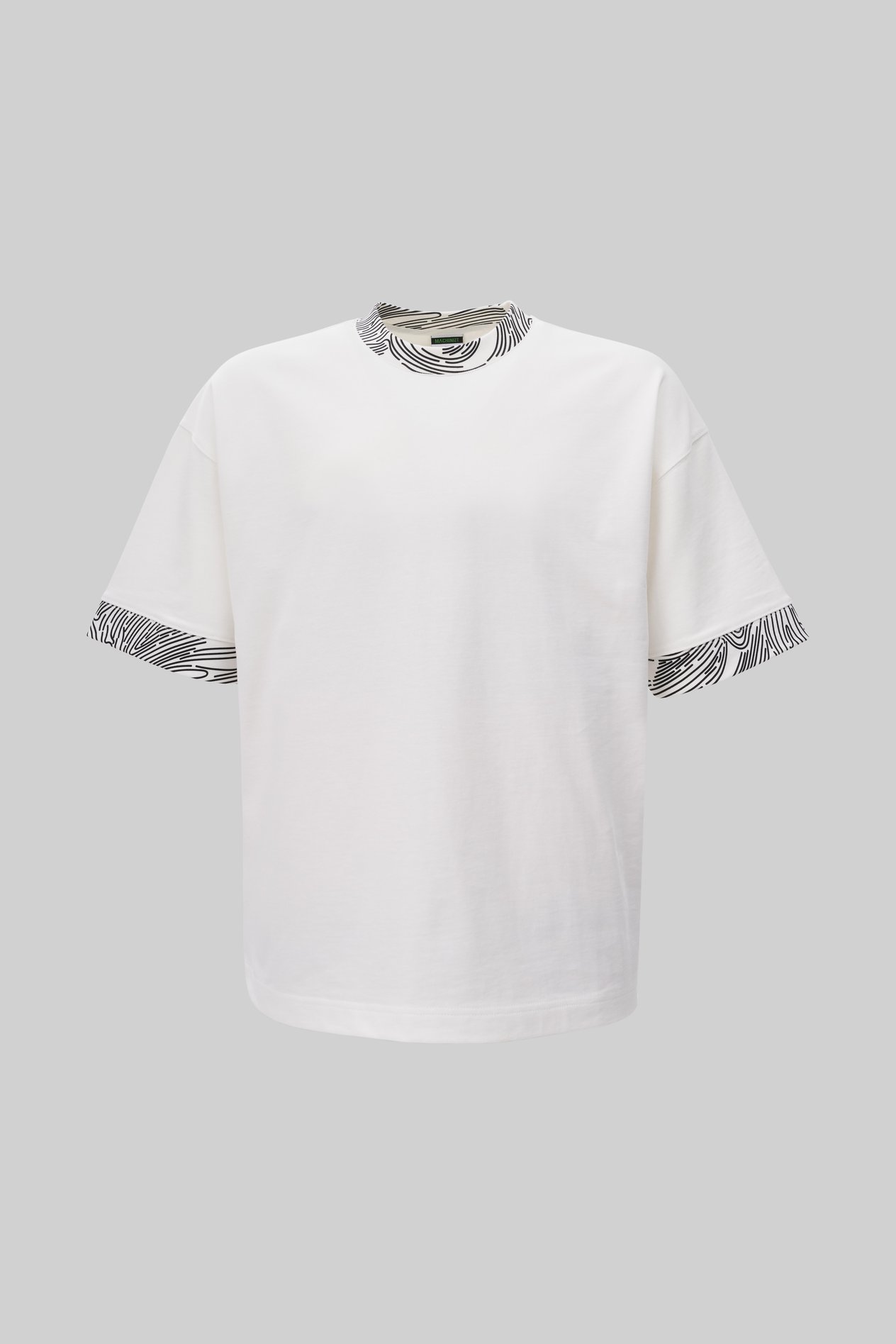 Erkek Collar And Sleeve Edge Printed Oversi̇ze Ekru Tişört