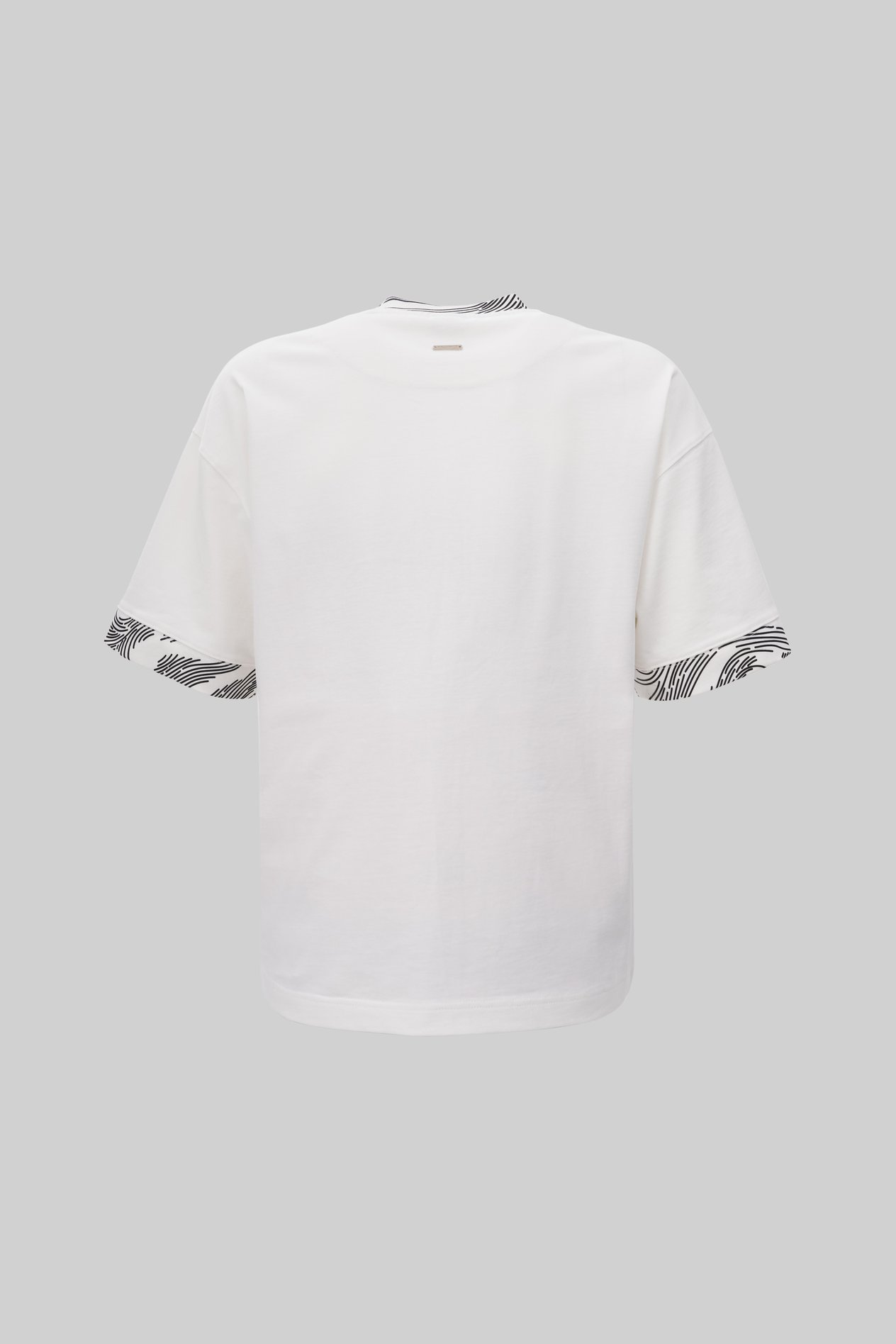 Erkek Collar And Sleeve Edge Printed Oversi̇ze Ekru Tişört