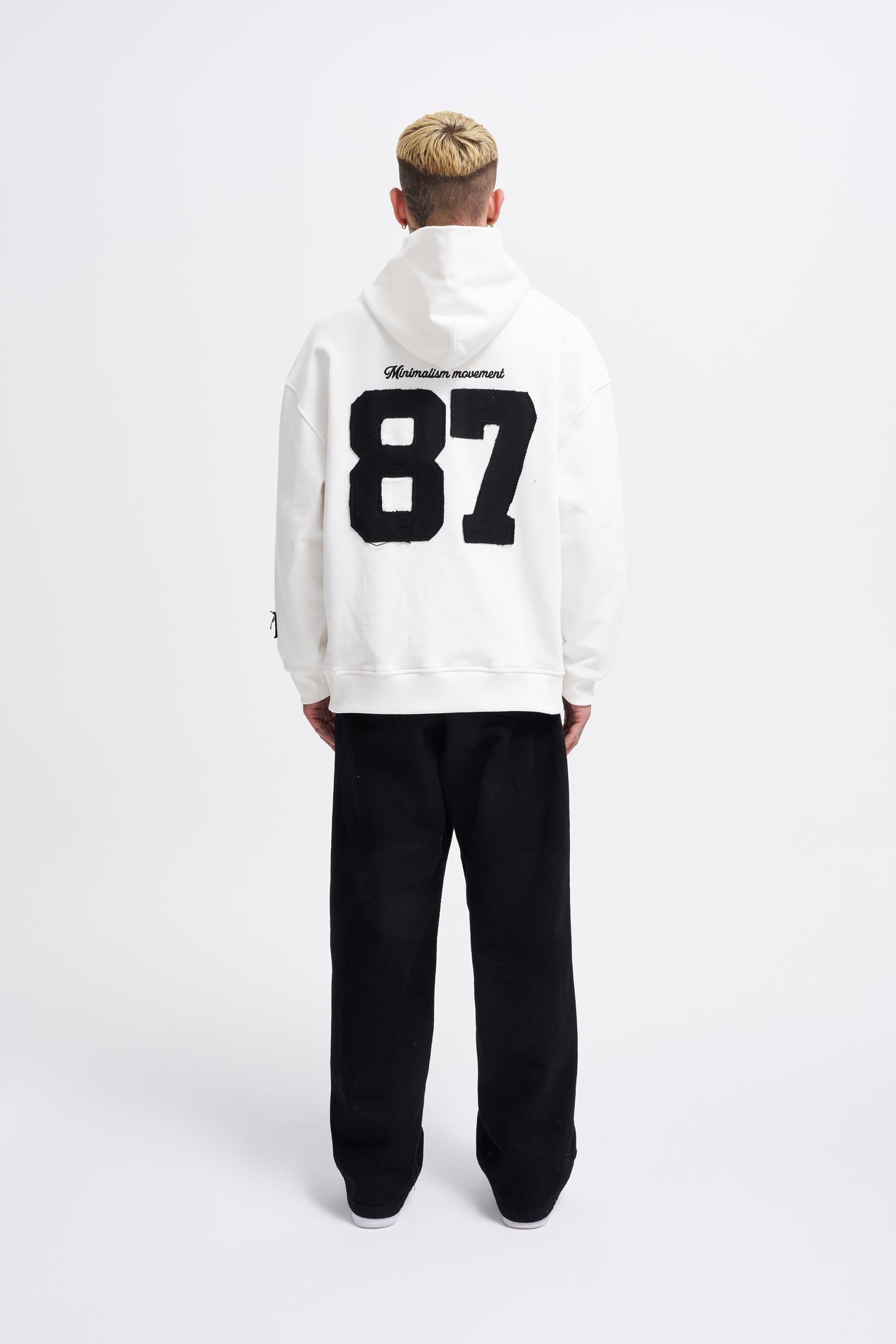 Erkek Contrast Patchwork Hoodie ECRU