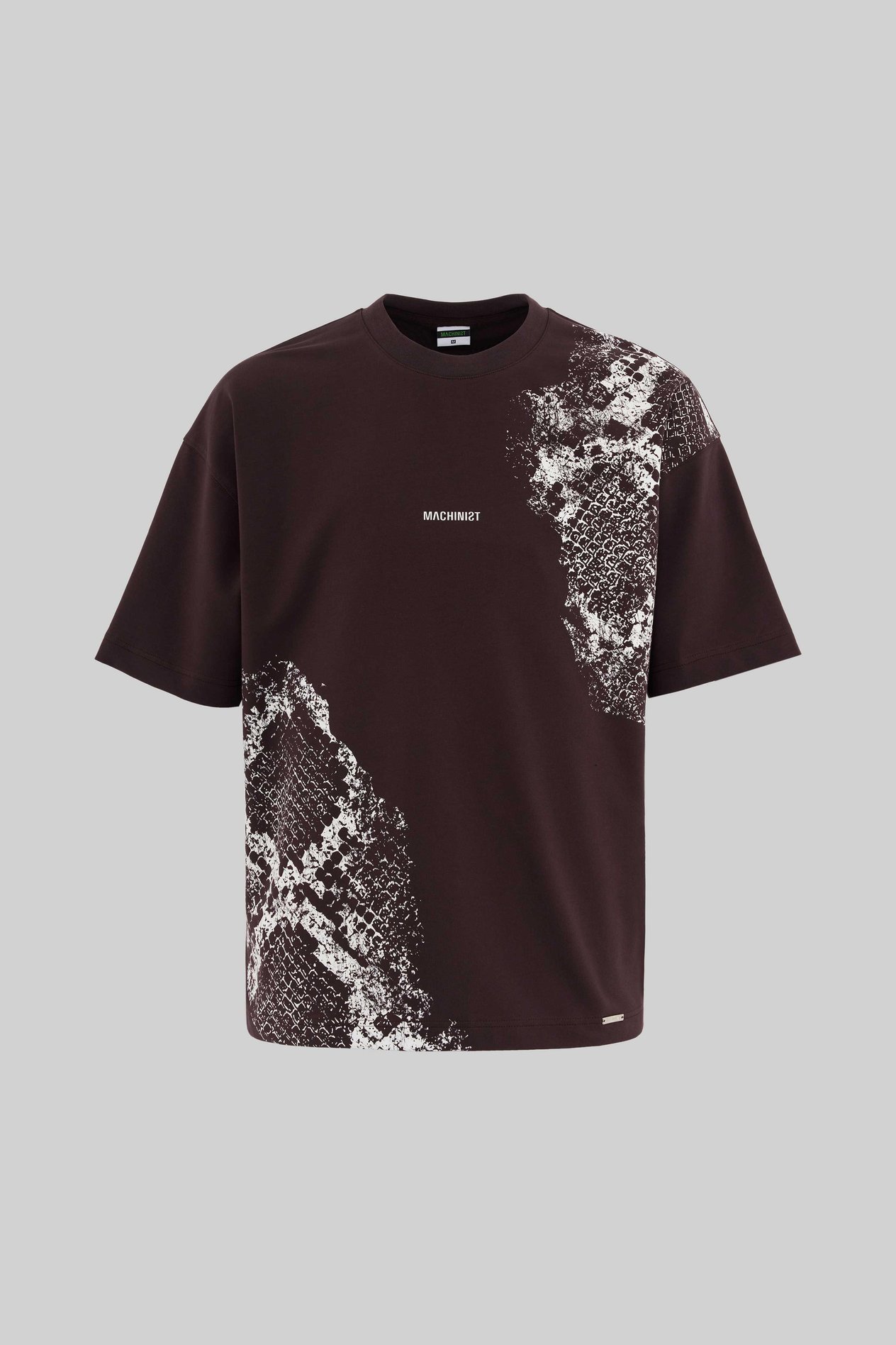 Erkek Crocodile Printed Oversi̇ze Ti̇şört OAK COFFE