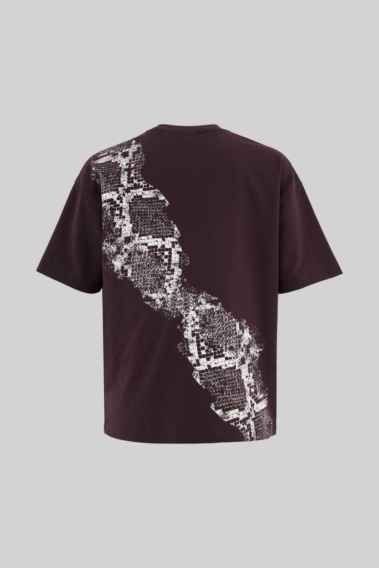 Erkek Crocodile Printed Oversi̇ze Ti̇şört OAK COFFE