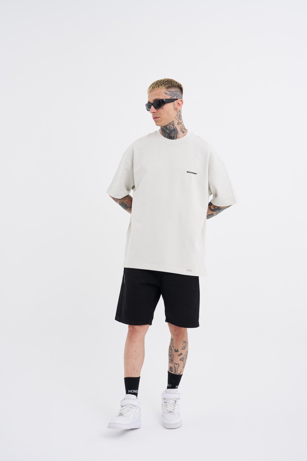 Erkek Diagonel Basic Oversize Gri Tişört