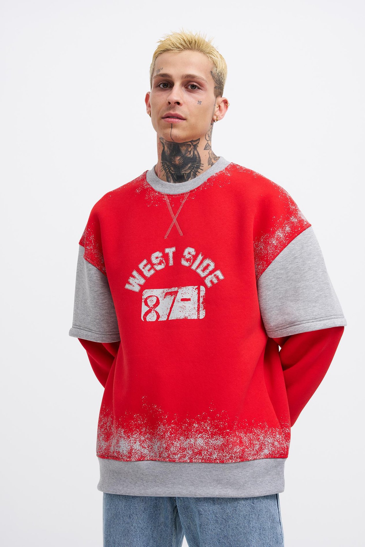 Erkek Double Layer Sweatshirt RED