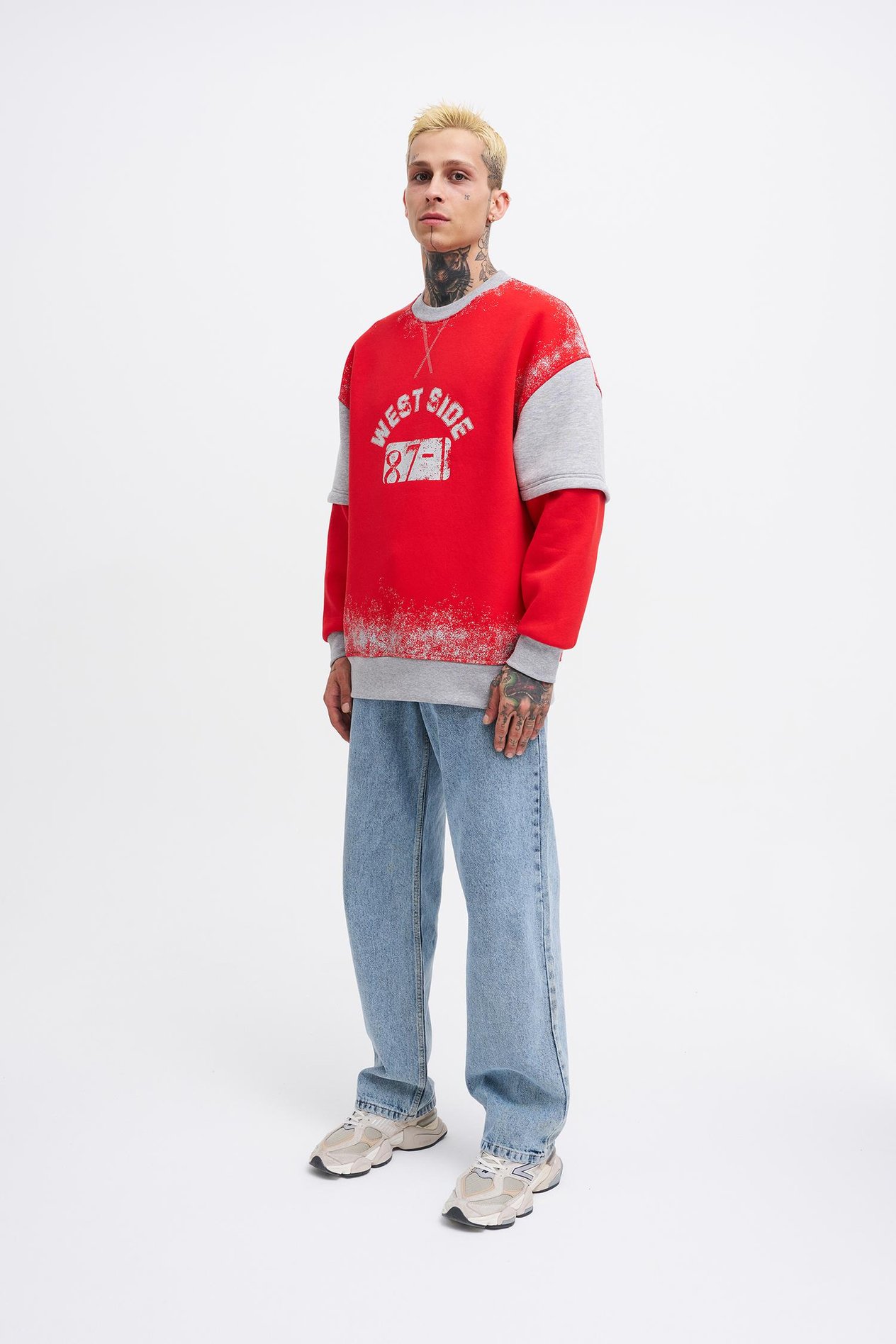 Erkek Double Layer Sweatshirt RED
