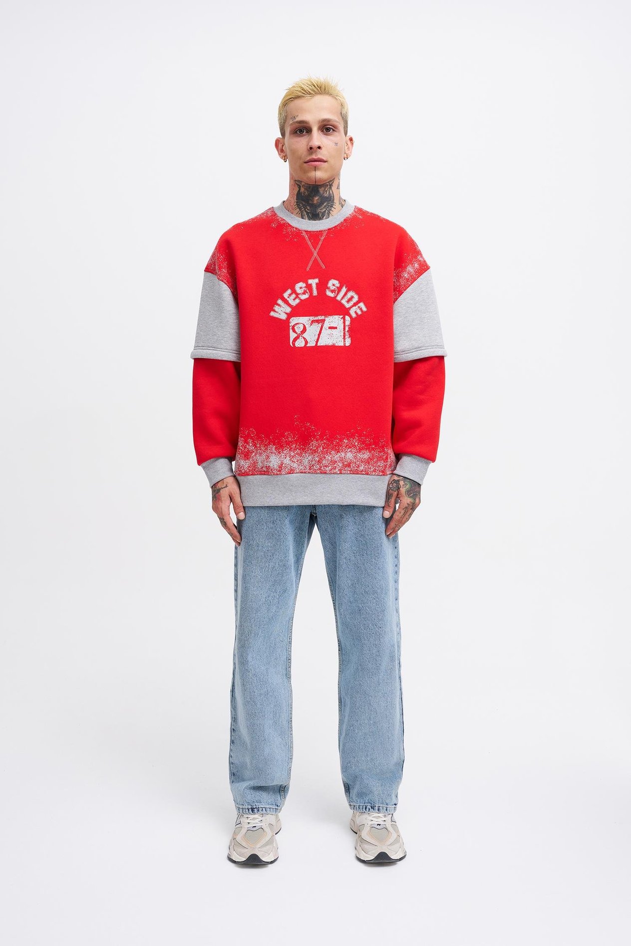 Erkek Double Layer Sweatshirt RED