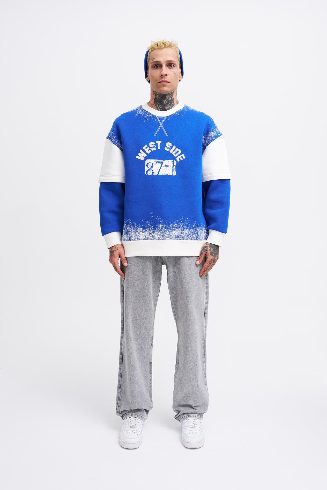 Erkek Double Layer Sweatshirt SOFT BLUE