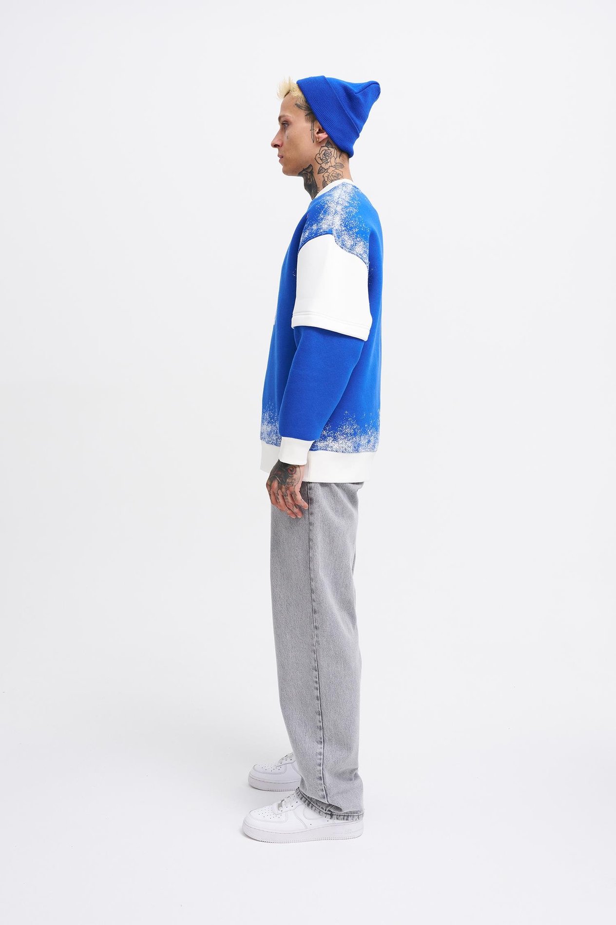 Erkek Double Layer Sweatshirt SOFT BLUE