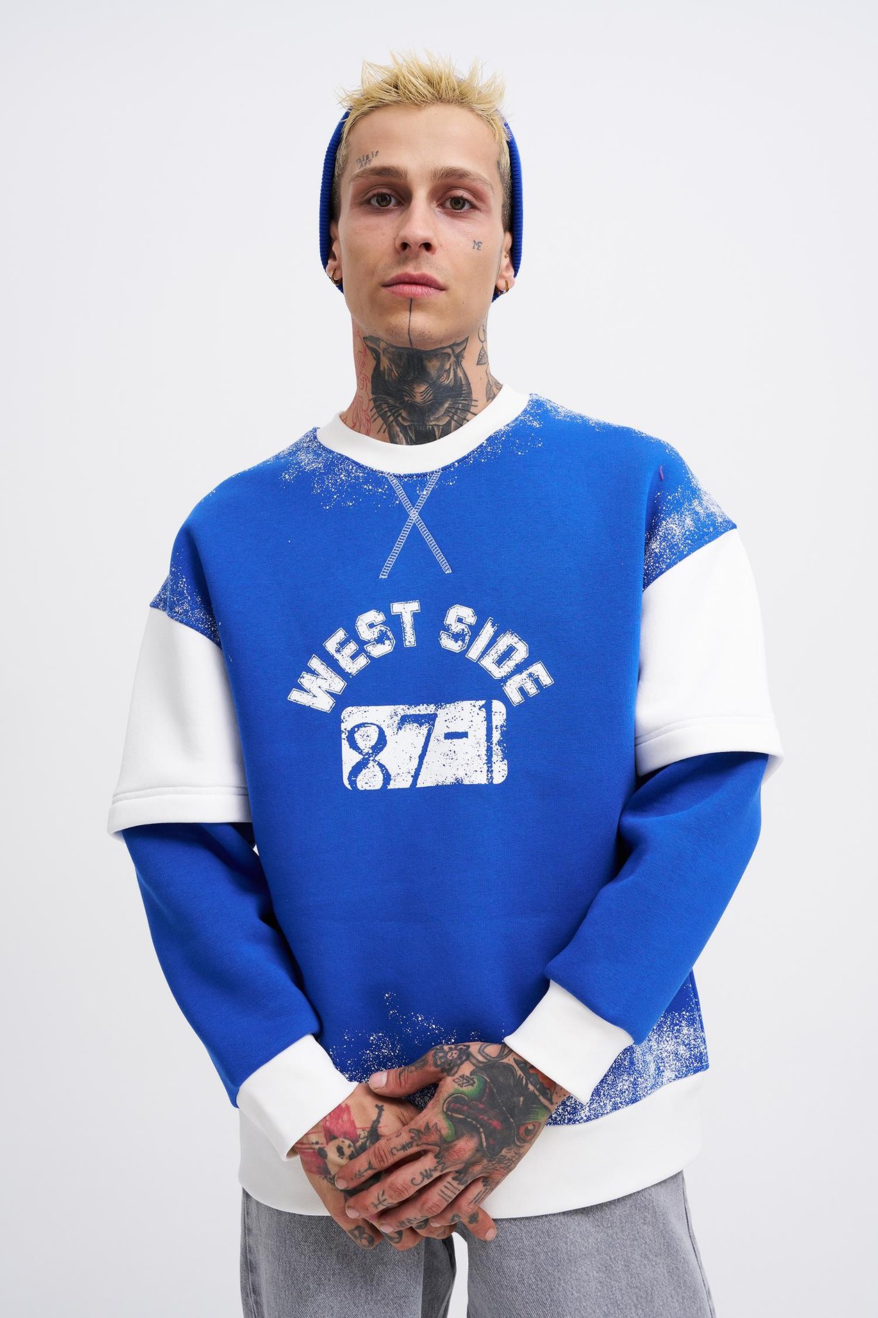 Erkek Double Layer Sweatshirt SOFT BLUE