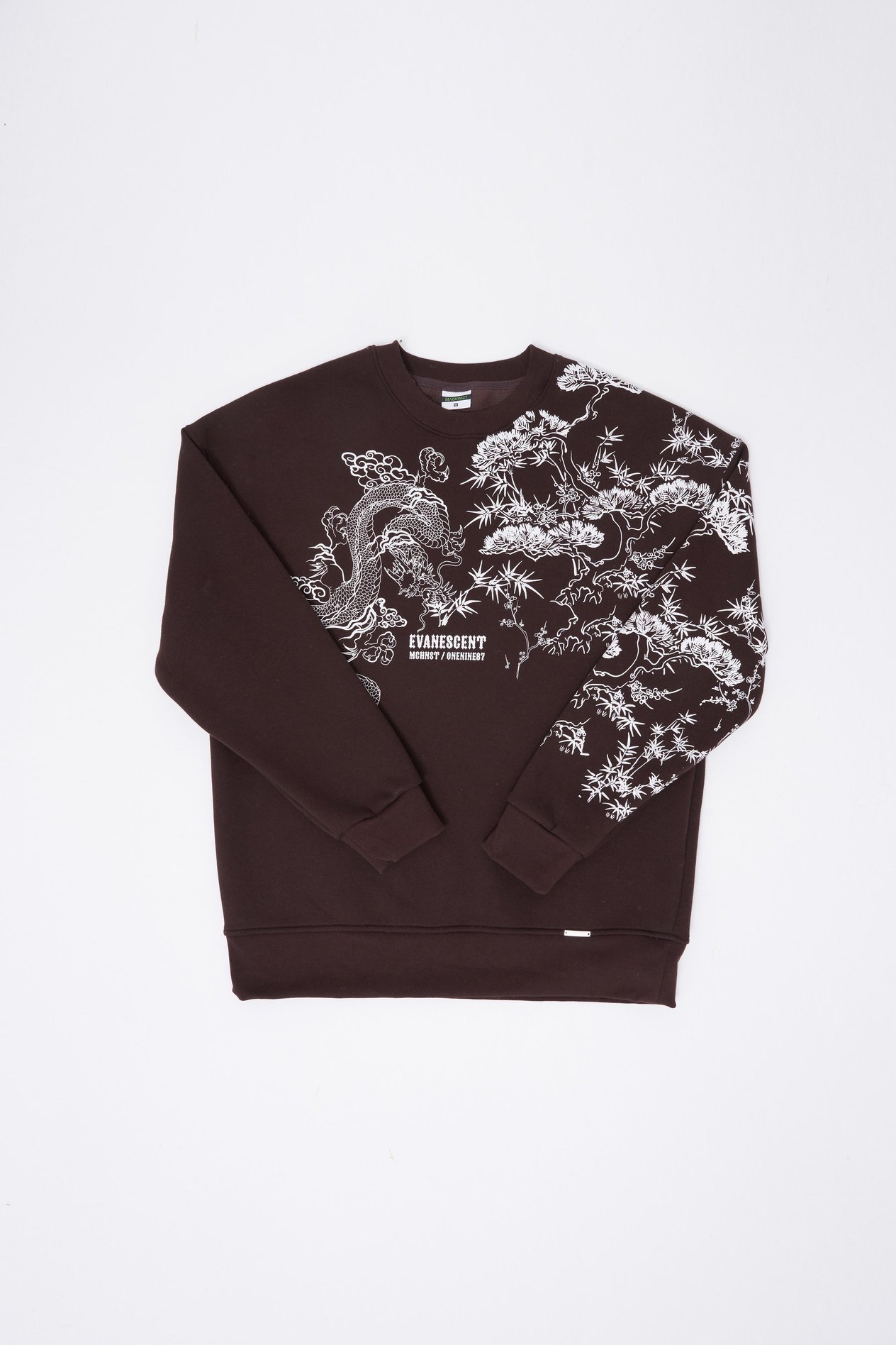 Erkek Dragon Printed Sweatshirt DARK COFFEE