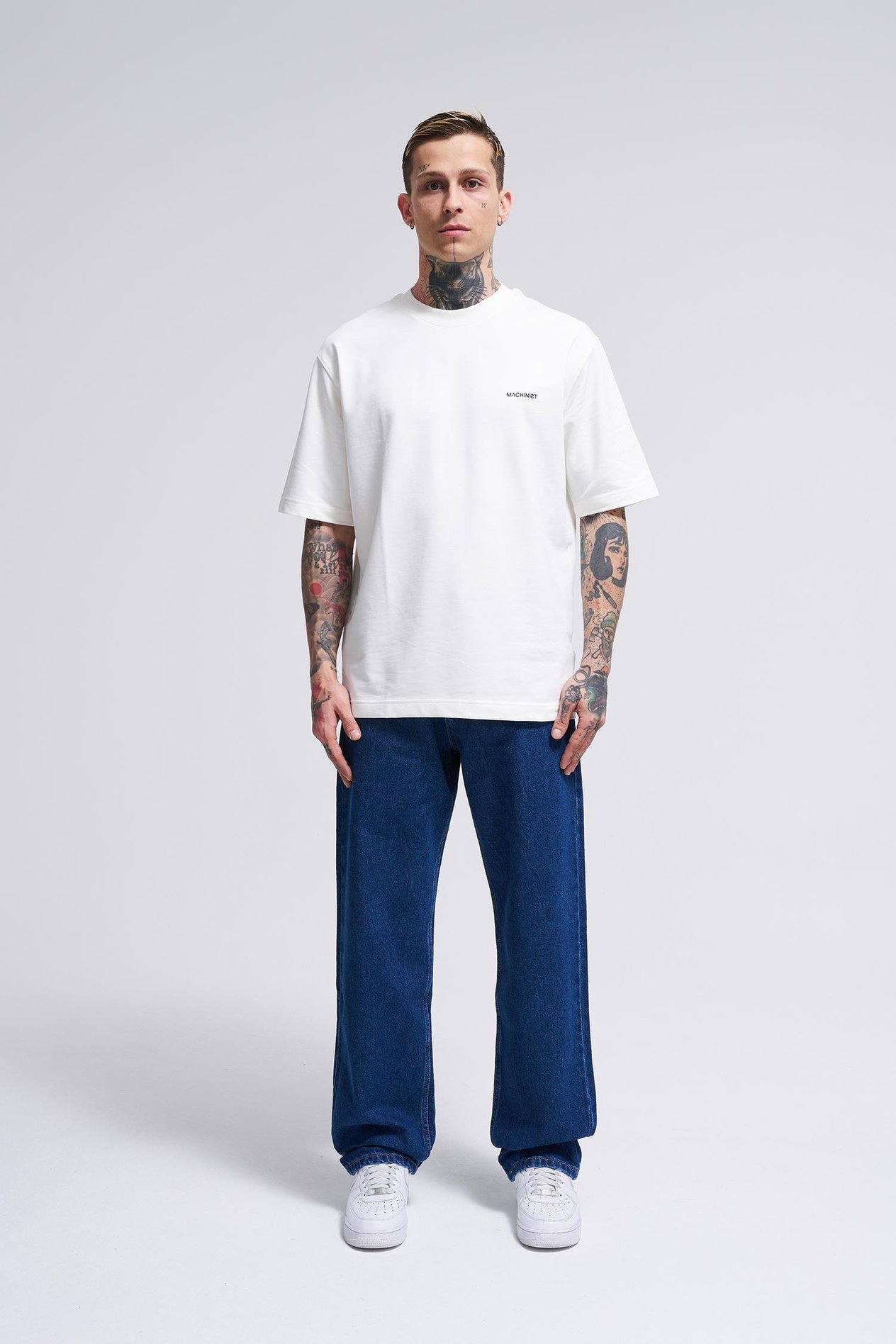 Erkek Efektli Relaxed Baggy Jeam Koyu Mavi Pantolon