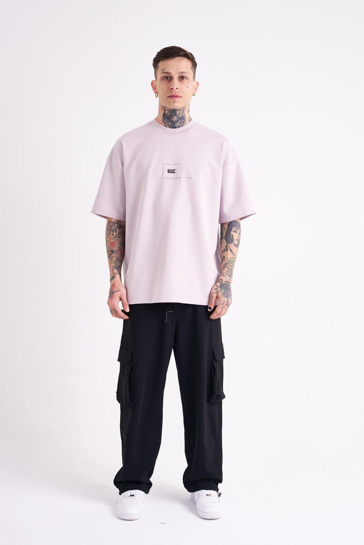 Erkek Eternity Baskılı Oversize Lila Tişört