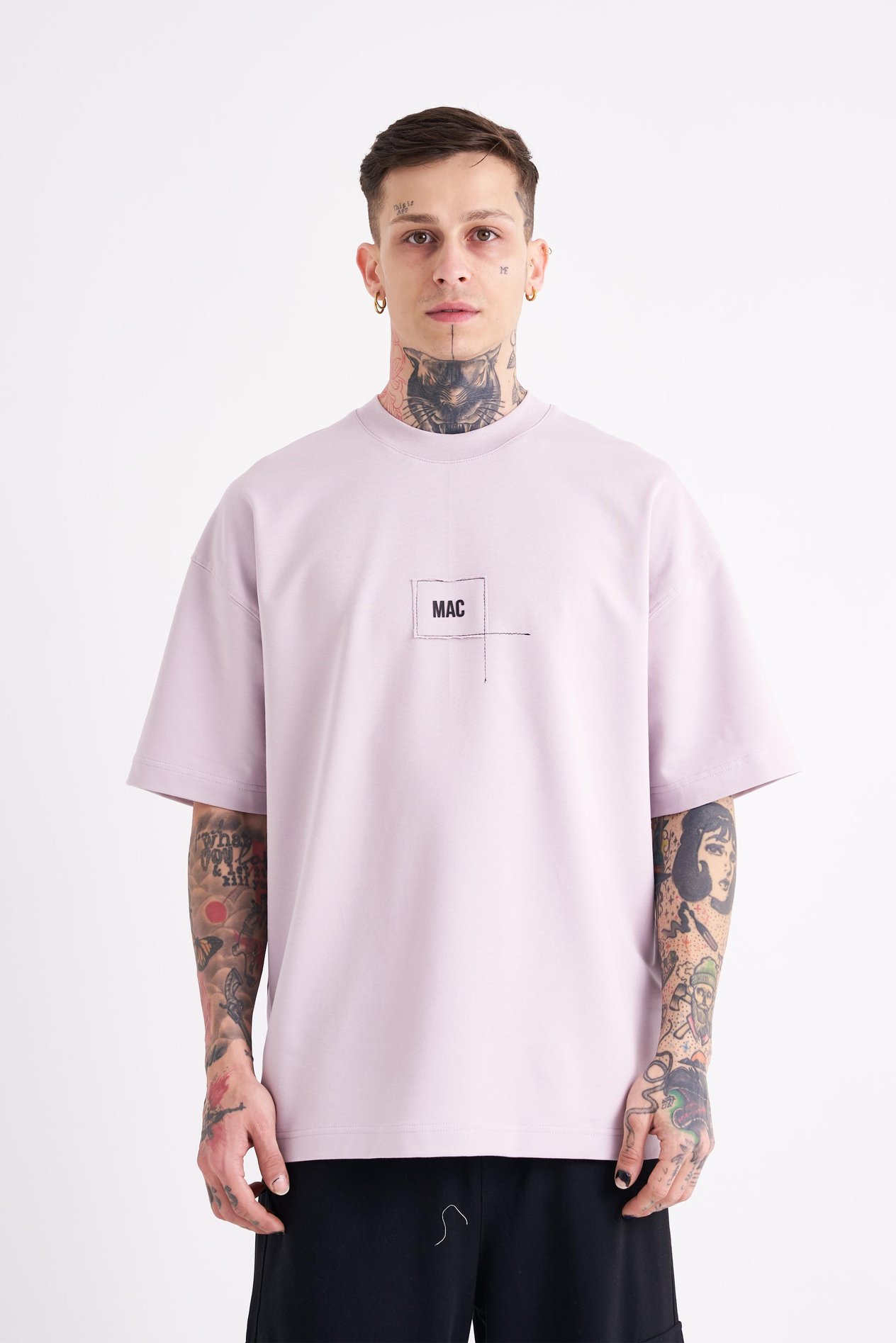 Erkek Eternity Baskılı Oversize Lila Tişört