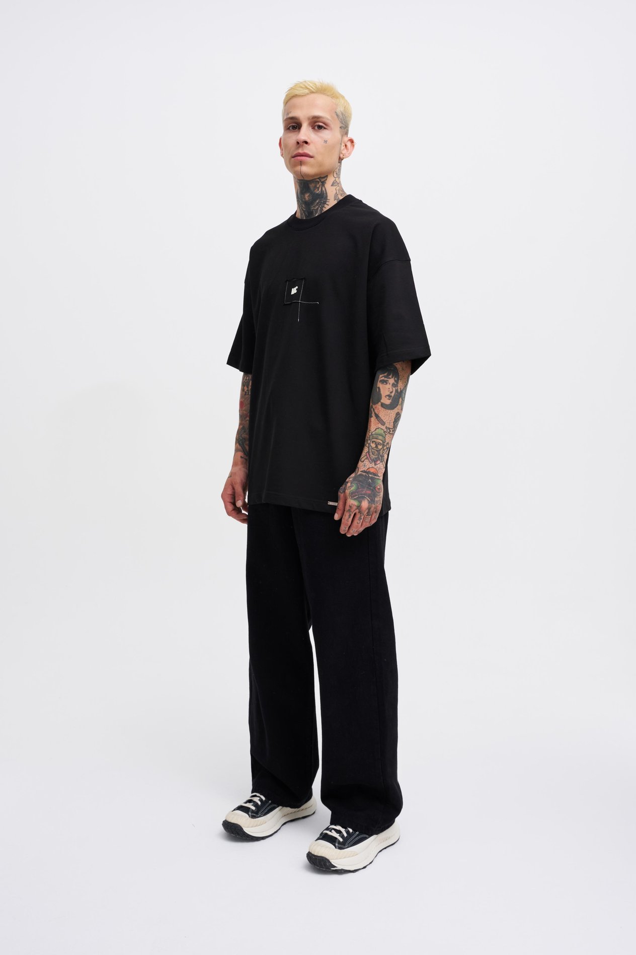 Erkek Eternity Baskılı Oversize Siyah Tişört