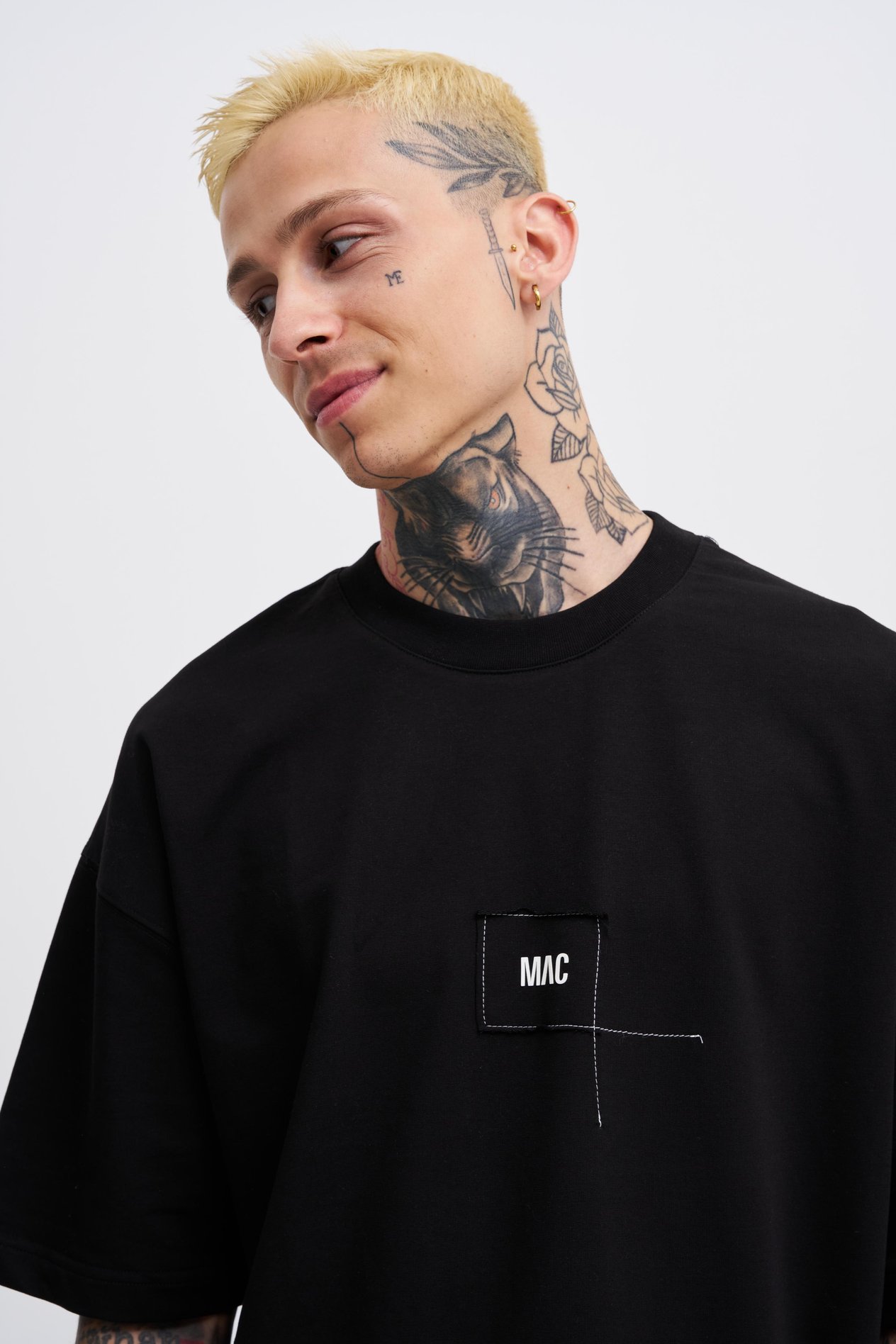 Erkek Eternity Baskılı Oversize Siyah Tişört