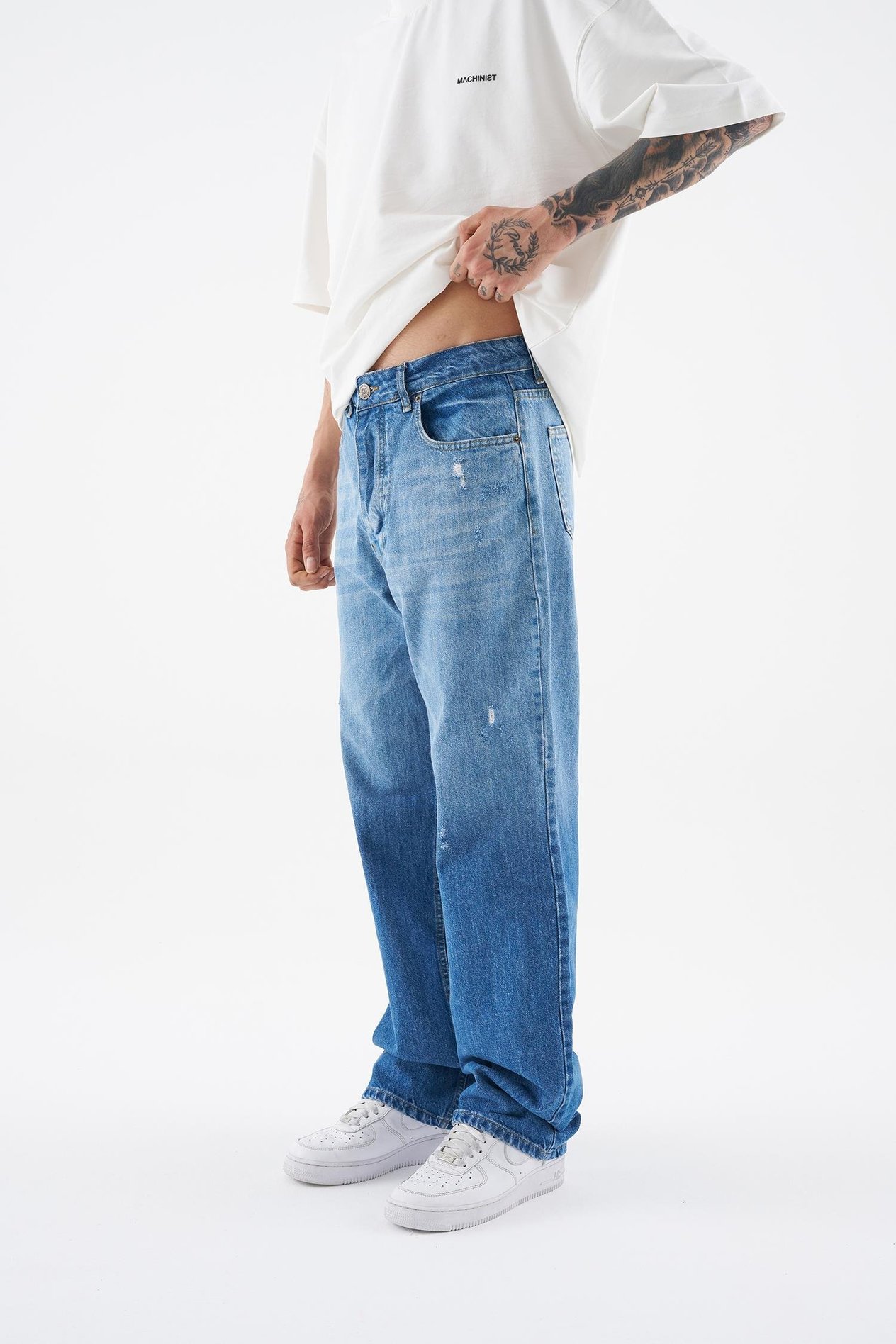 Erkek Ethnical Patterned Jean BLUE