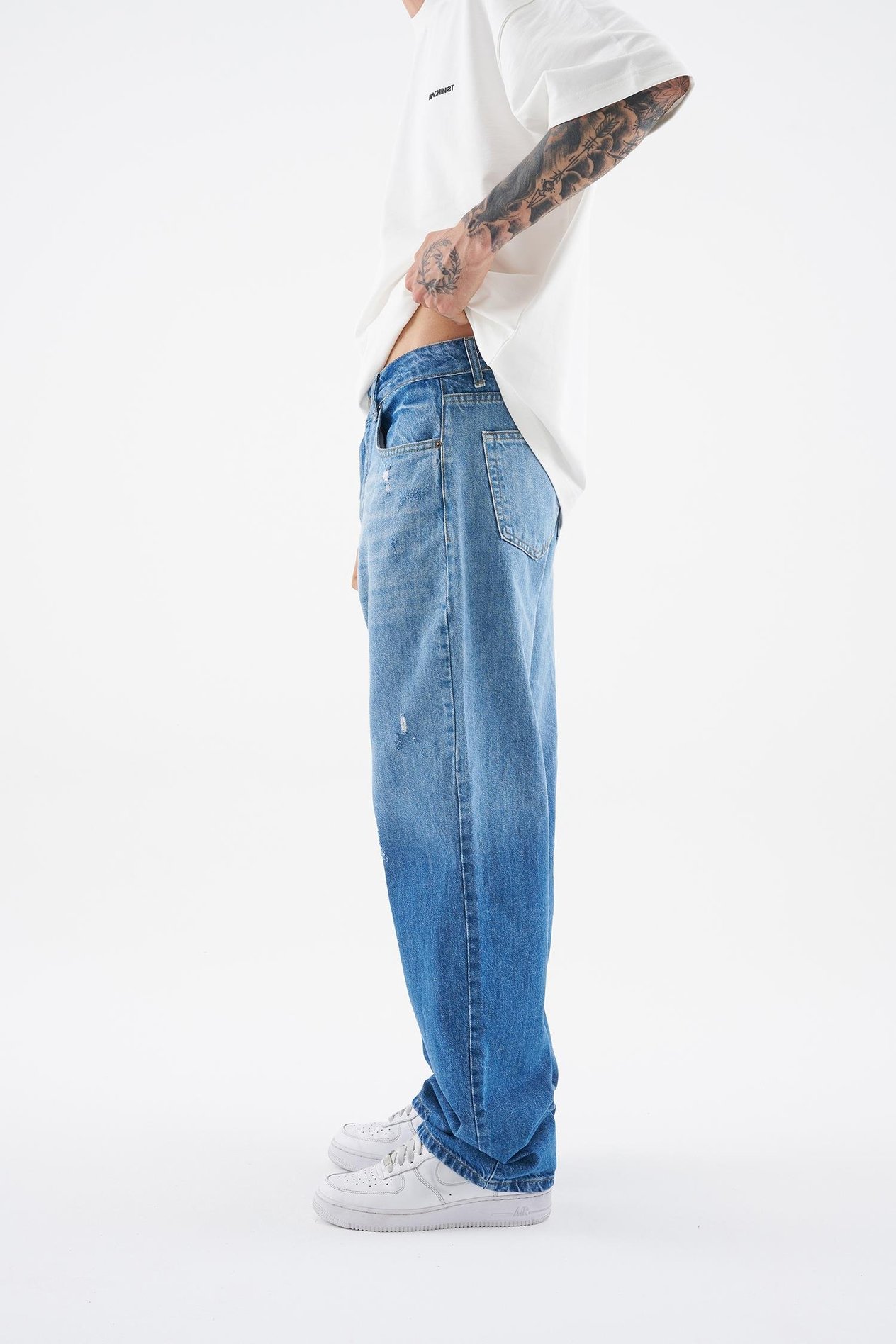 Erkek Ethnical Patterned Jean BLUE