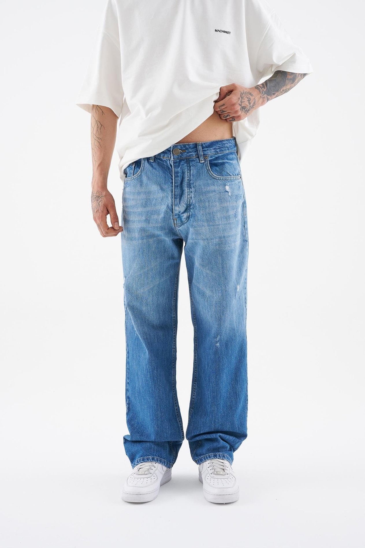 Erkek Ethnical Patterned Jean BLUE