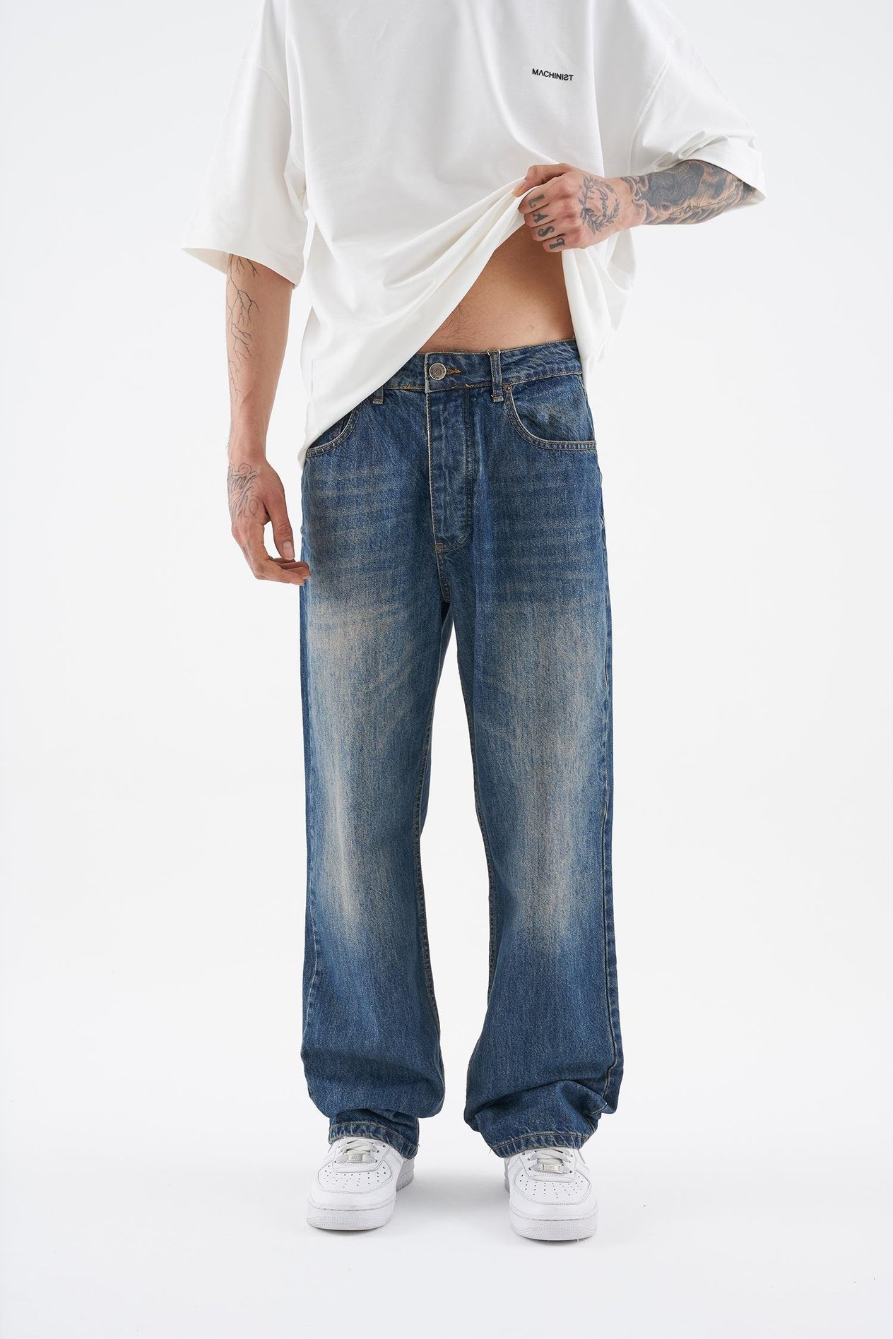 Erkek Ethnical Patterned Jean DARK BLUE