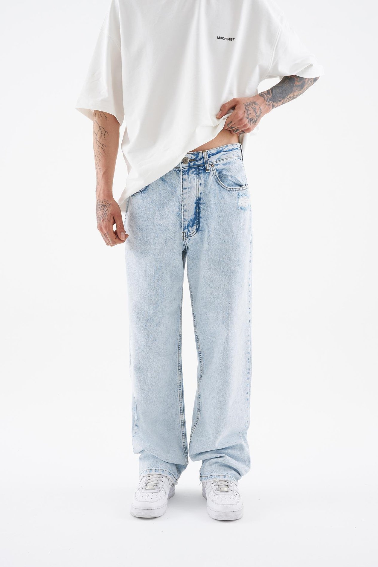 Erkek Ethnical Patterned Jean LIGHT BLUE
