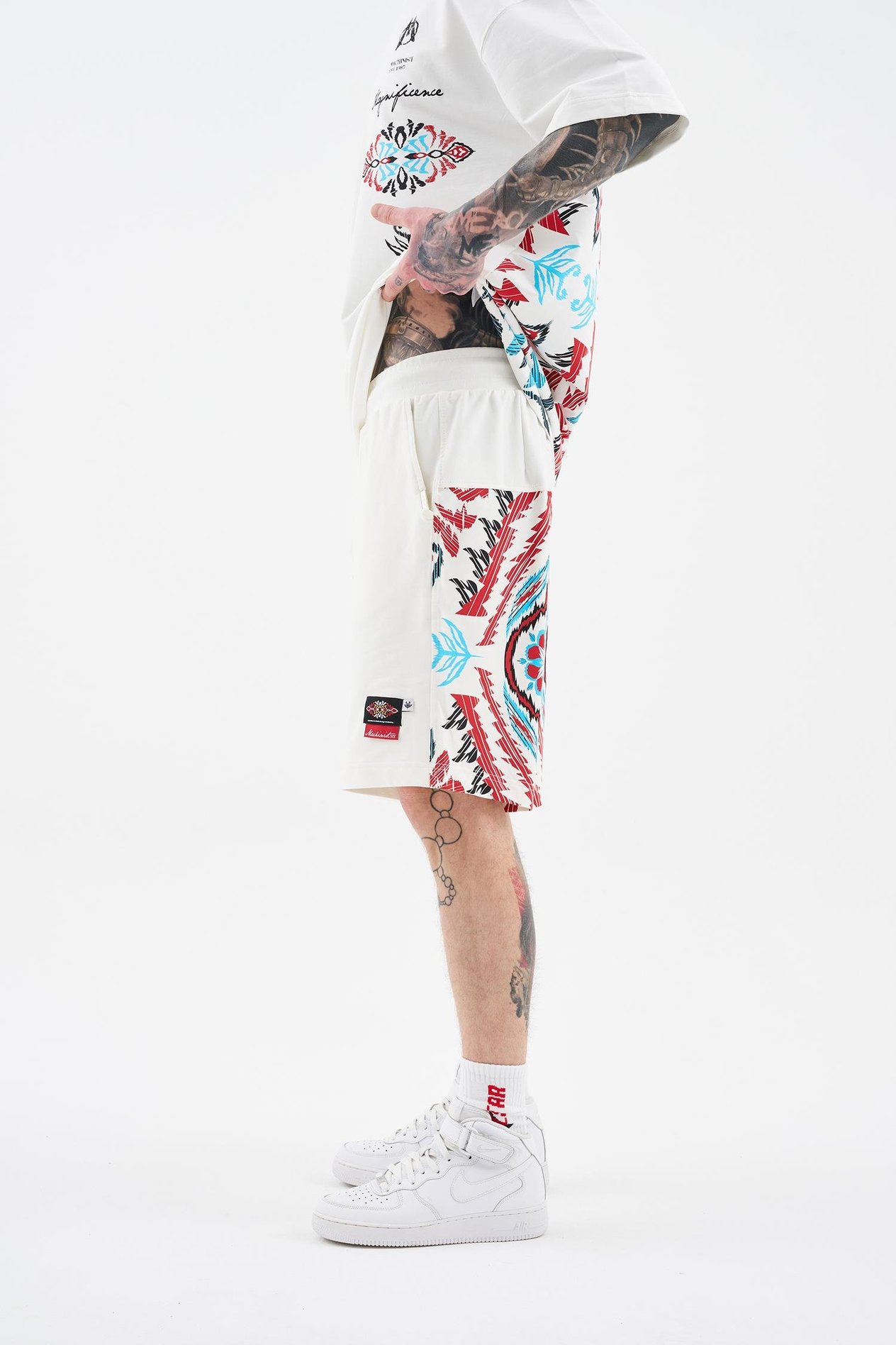Erkek Ethnical Printed And Embroidered Şort ECRU