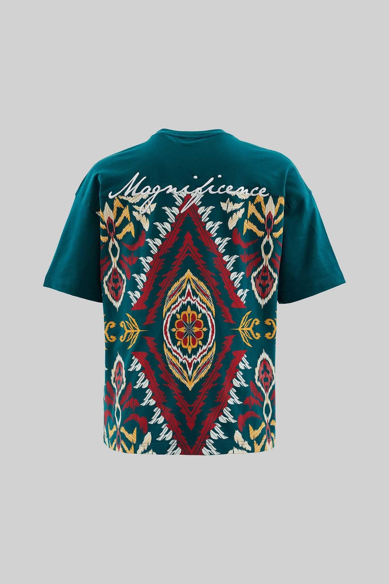 Erkek Ethnical Printed And Embroidered Tişört OIL GREEN