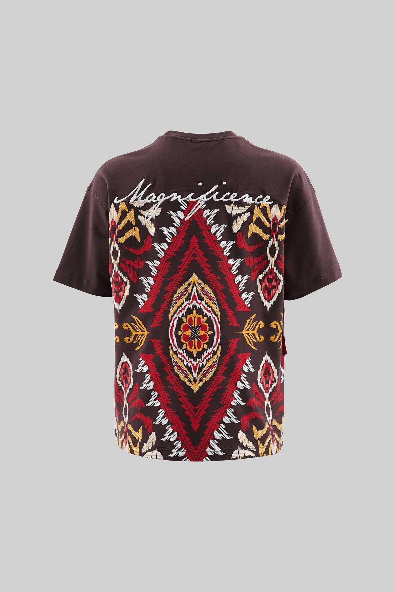 Erkek Ethnical Printed And Embroidered Tişört OAK COFFE