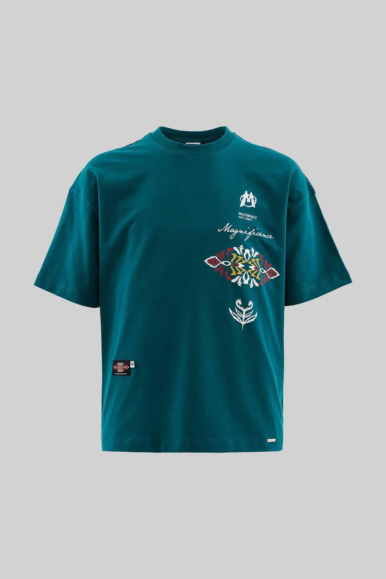 Erkek Ethnical Printed And Embroidered Tişört OIL GREEN
