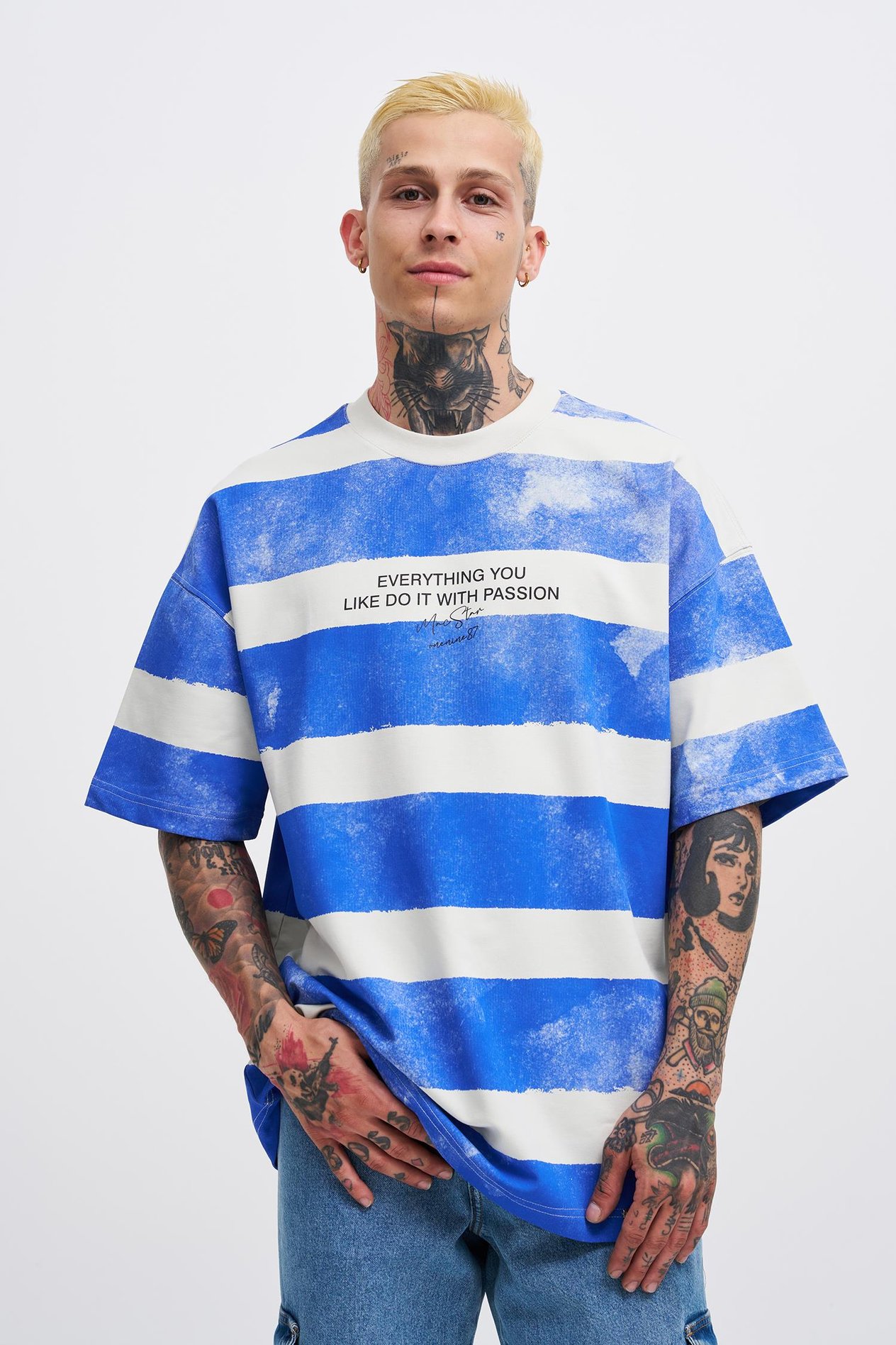 Erkek Everyting You Baskılı Oversize Gri Saks Tişört