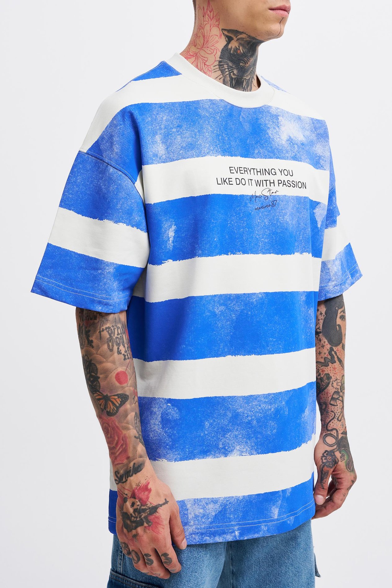 Erkek Everyting You Baskılı Oversize Gri Saks Tişört