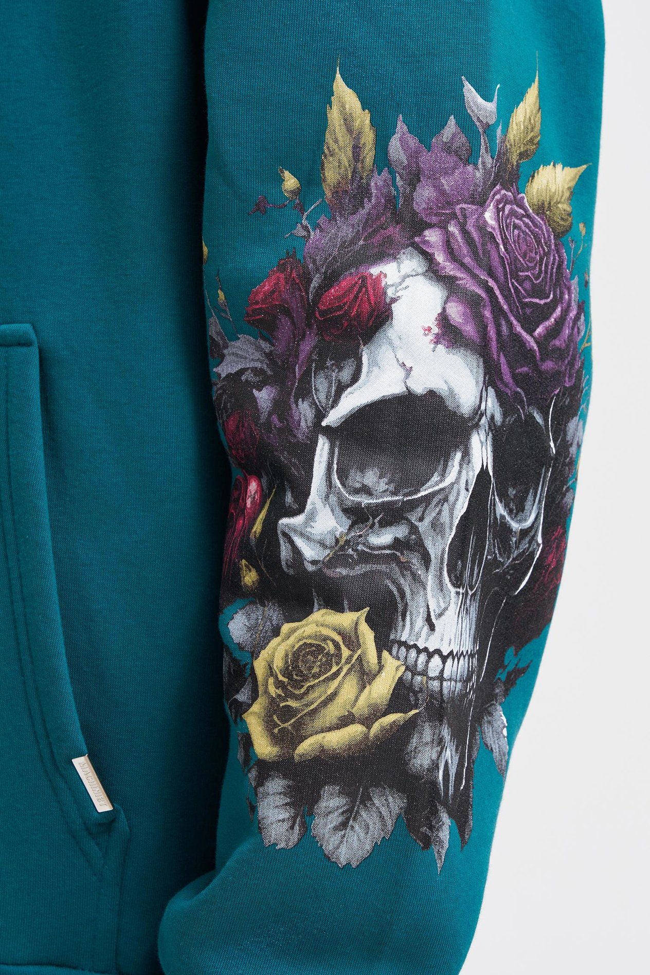 Erkek Feeling Skull Baskılı Oversize Petrol Yeşili Sweatshirt