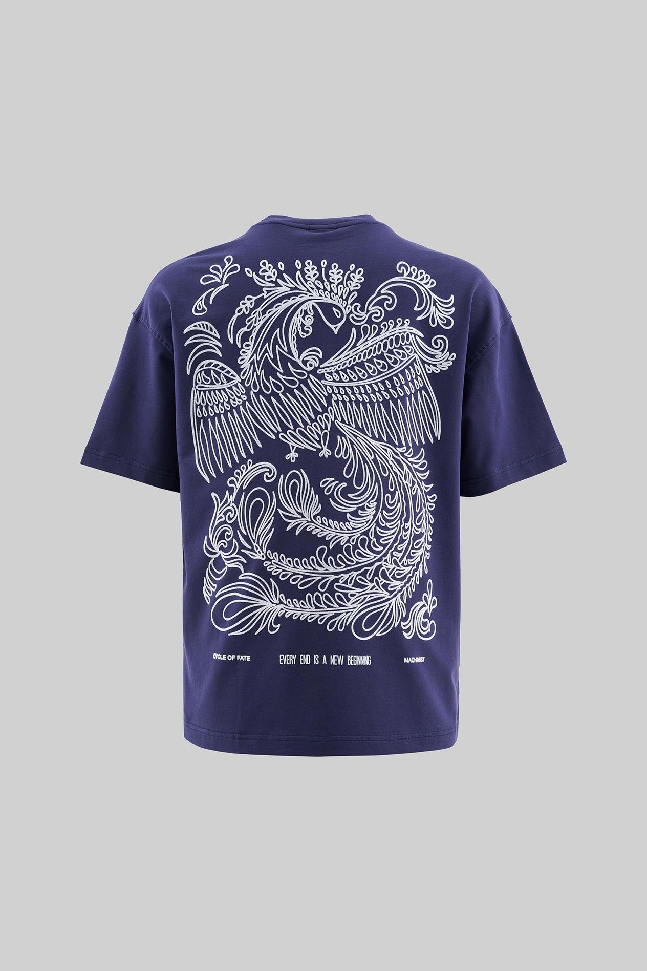 Erkek Flock Printed Oversize Lacivert Tişört