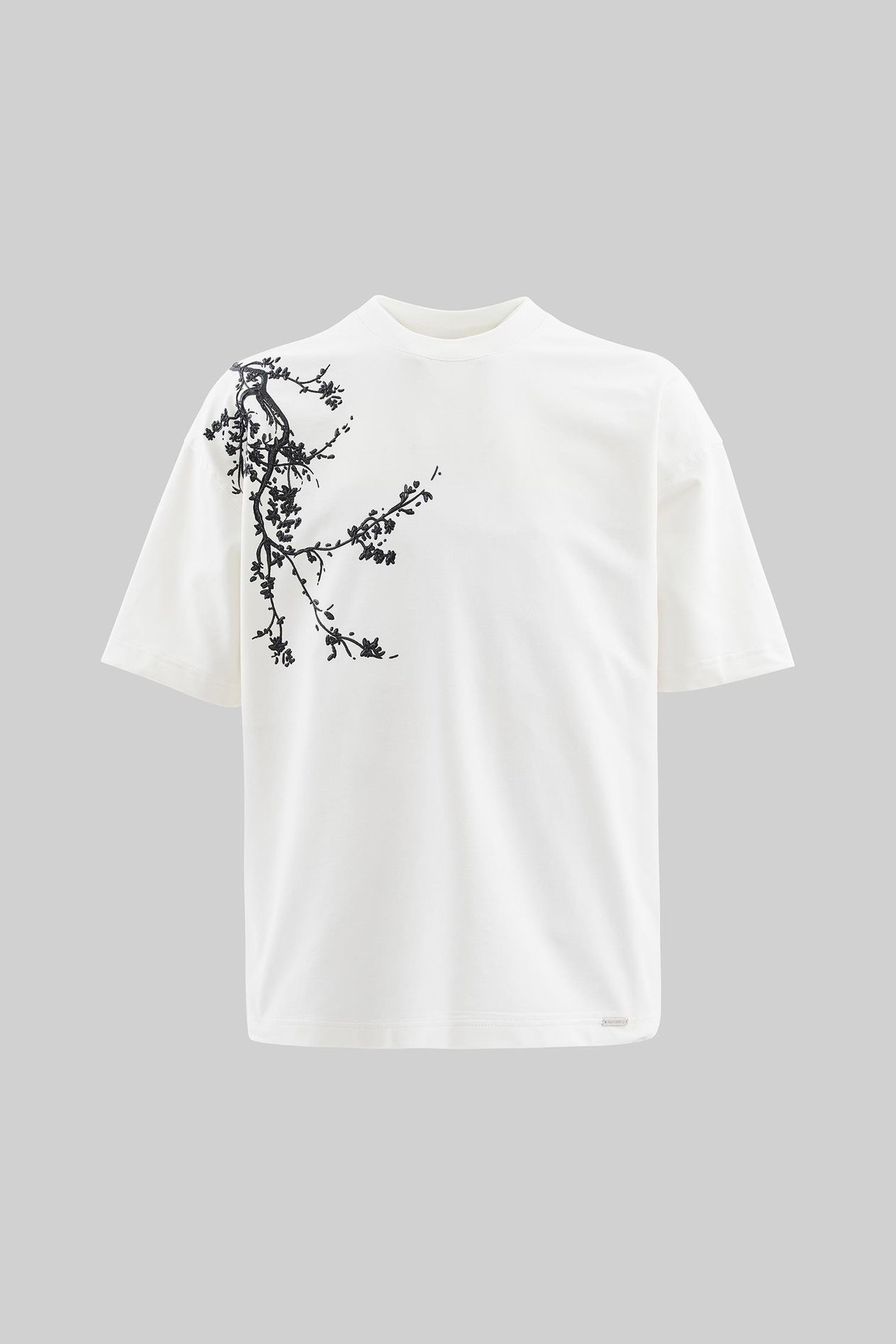 Erkek Floral 3D Printed Oversize Tişört ECRU
