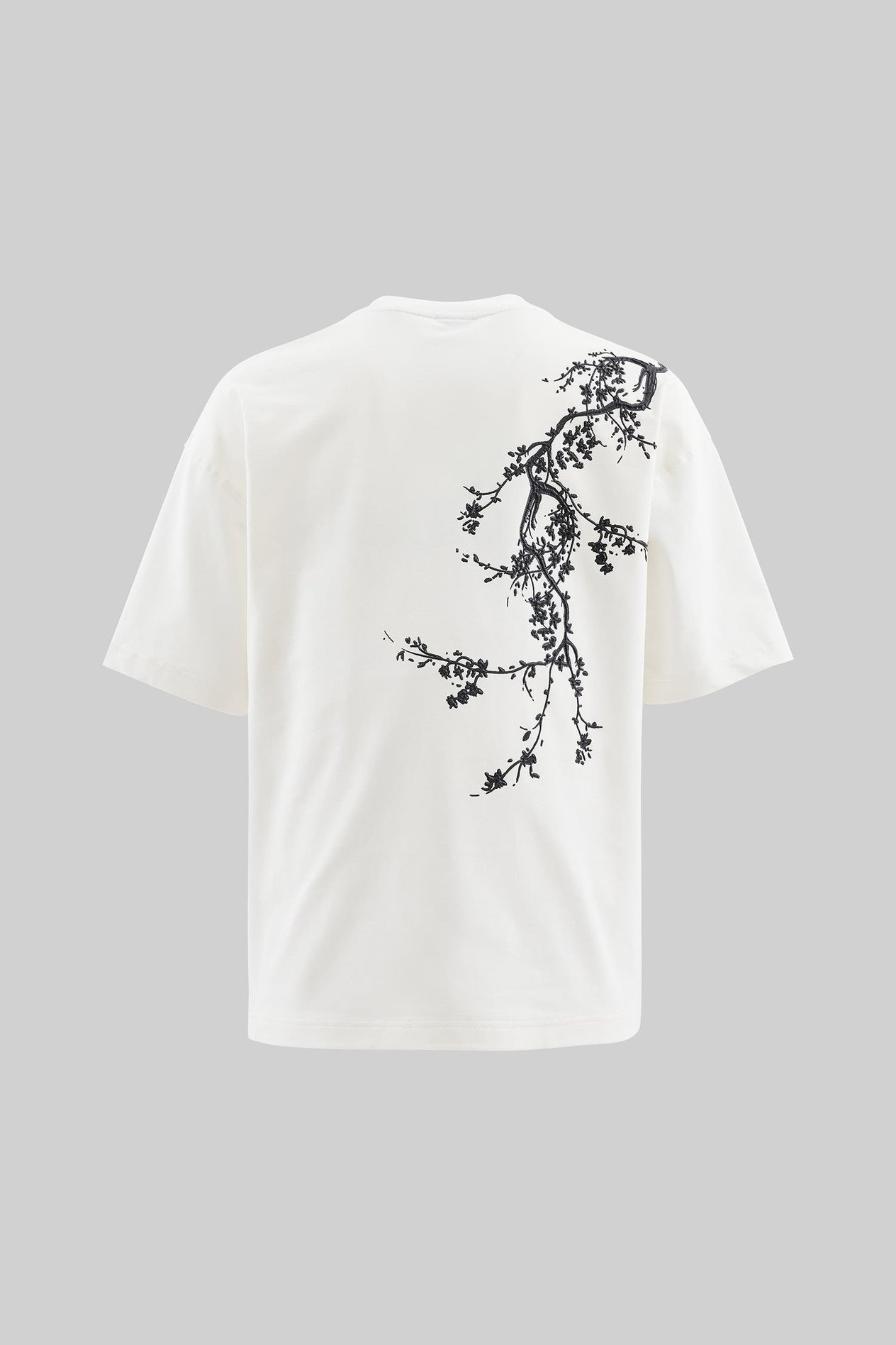 Erkek Floral 3D Printed Oversize Tişört ECRU