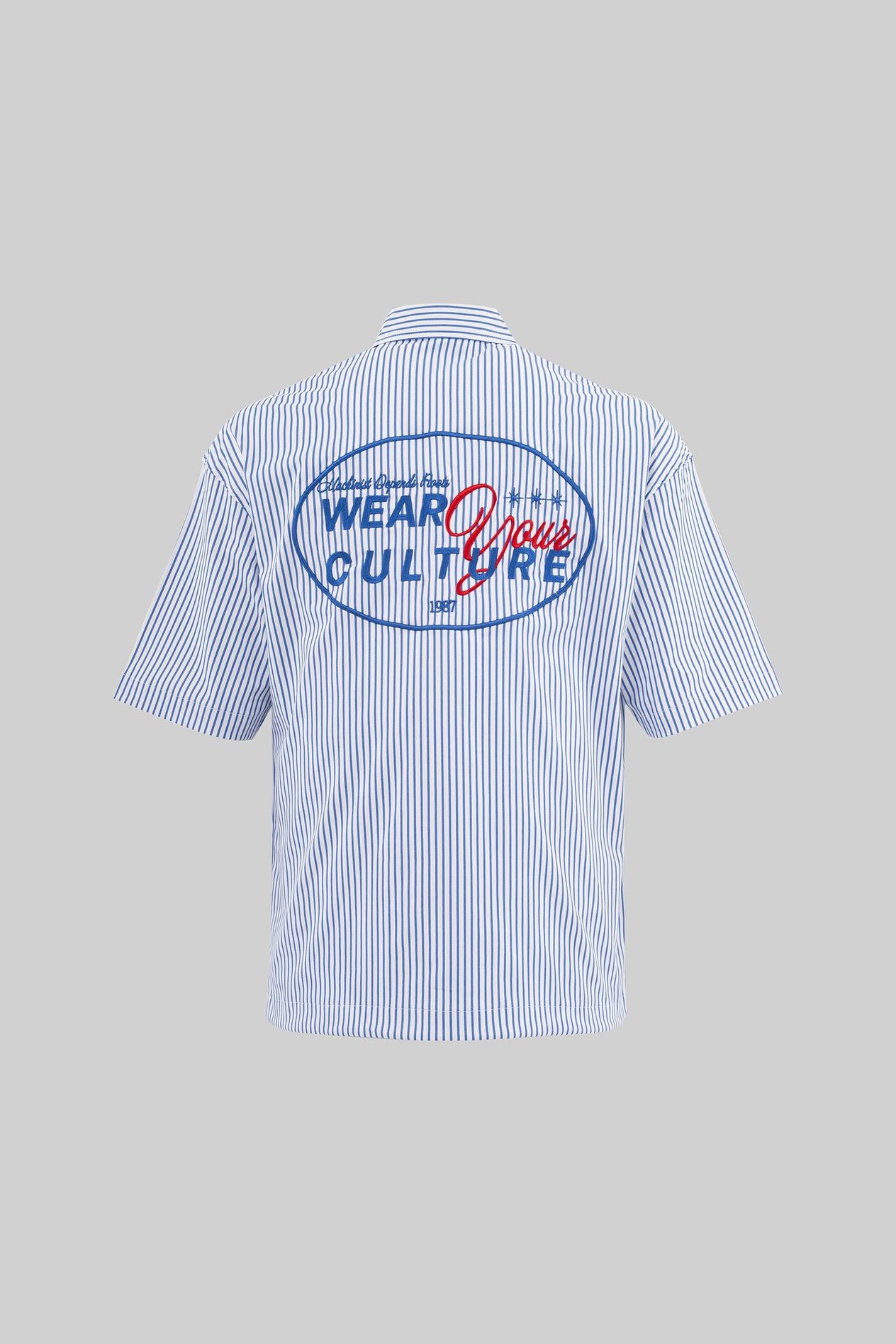 Erkek Gathered Hem Gömlek BLUE STRIPED