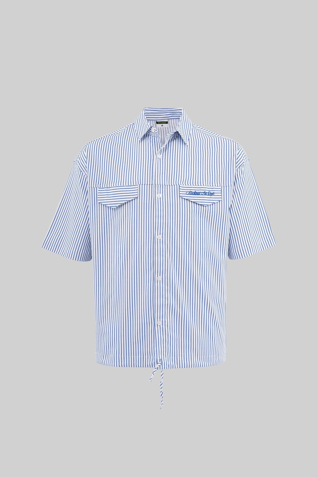 Erkek Gathered Hem Gömlek BLUE STRIPED