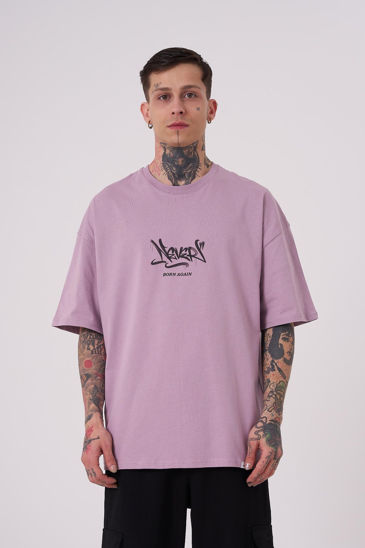Erkek Glory Shine Baskılı Oversize Lila Tişört