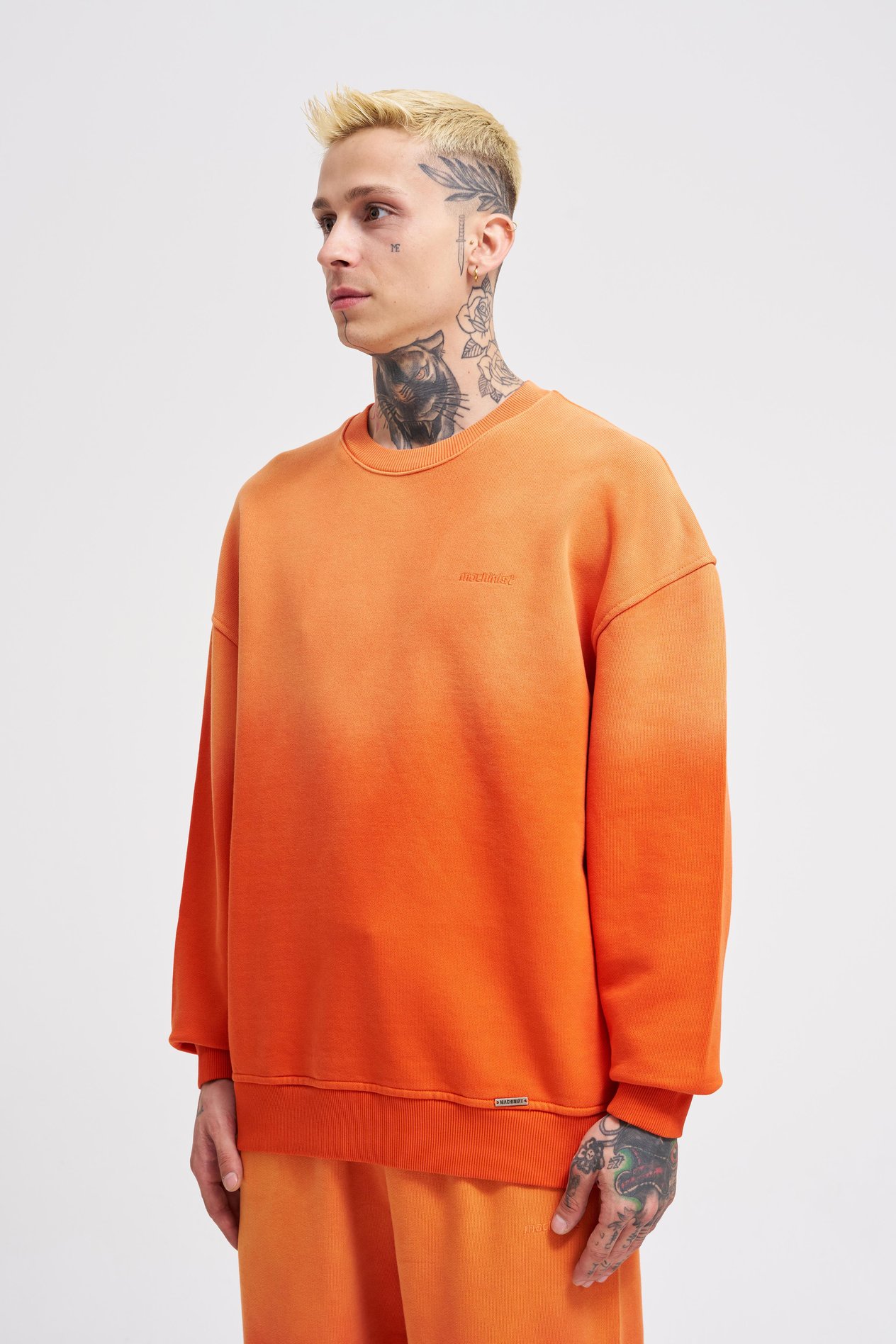 Erkek Gradient Washed Sweatshirt ORANGE