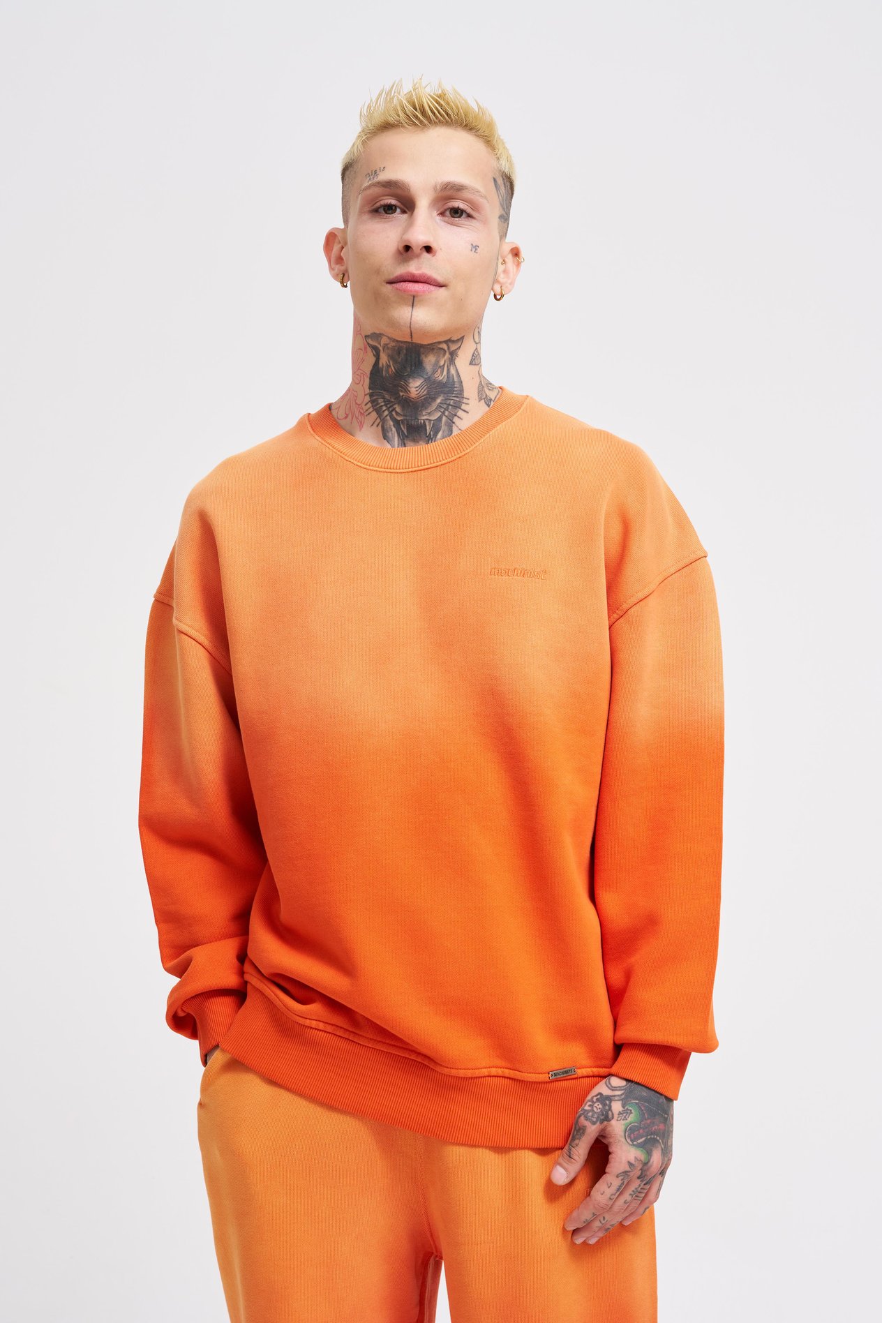 Erkek Gradient Washed Sweatshirt ORANGE