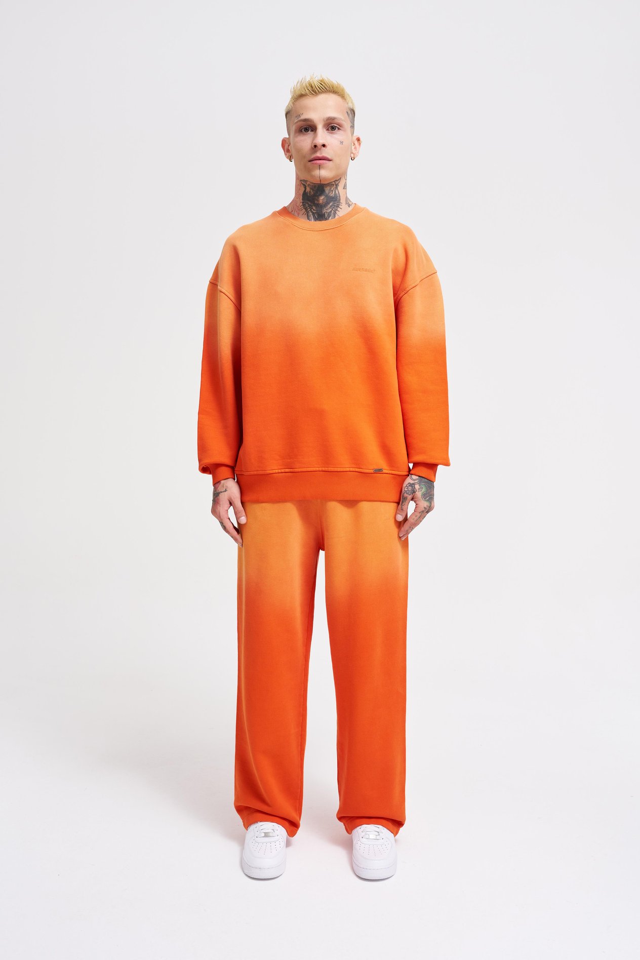 Erkek Gradient Washed Sweatshirt ORANGE