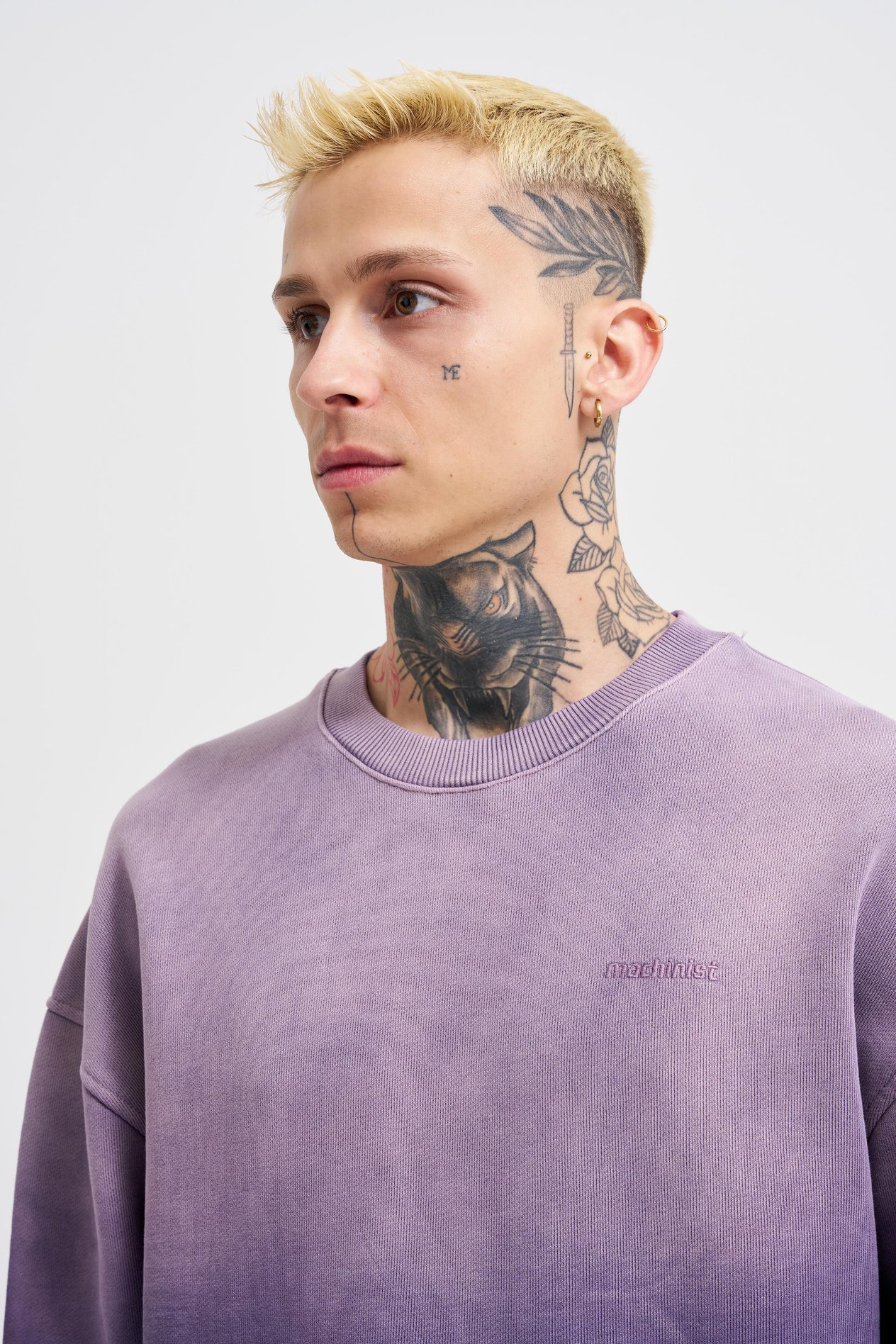 Erkek Gradient Washed Sweatshirt PURPLE