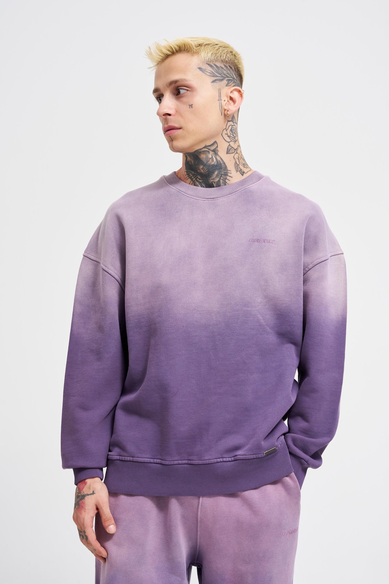 Erkek Gradient Washed Sweatshirt PURPLE