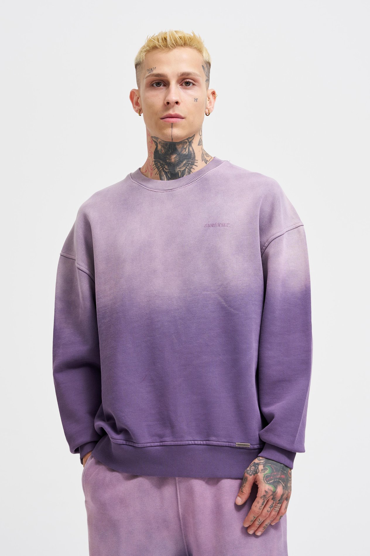 Erkek Gradient Washed Sweatshirt PURPLE