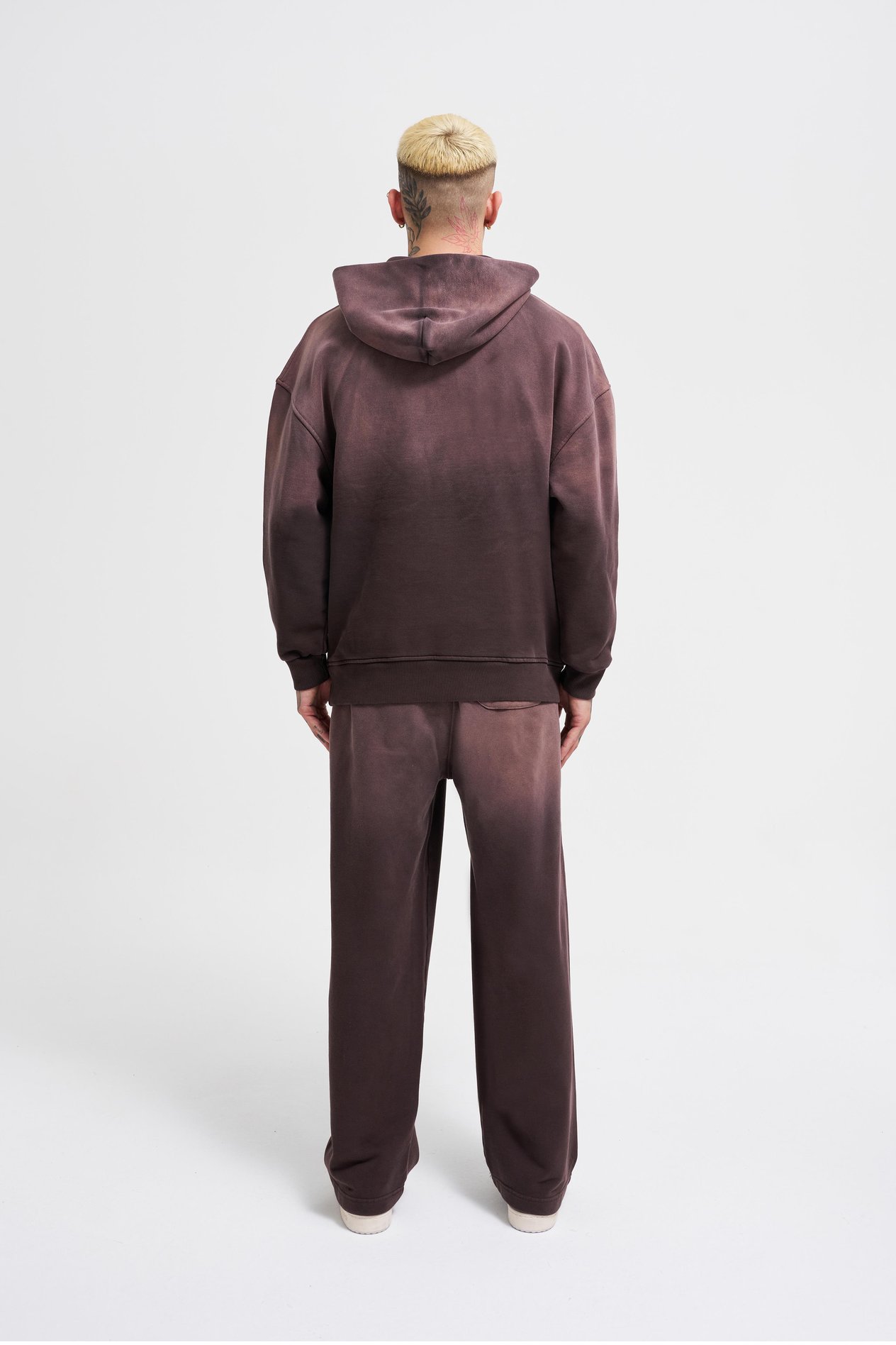 Erkek Gradient Yıkamalı Hoodie COFFEE
