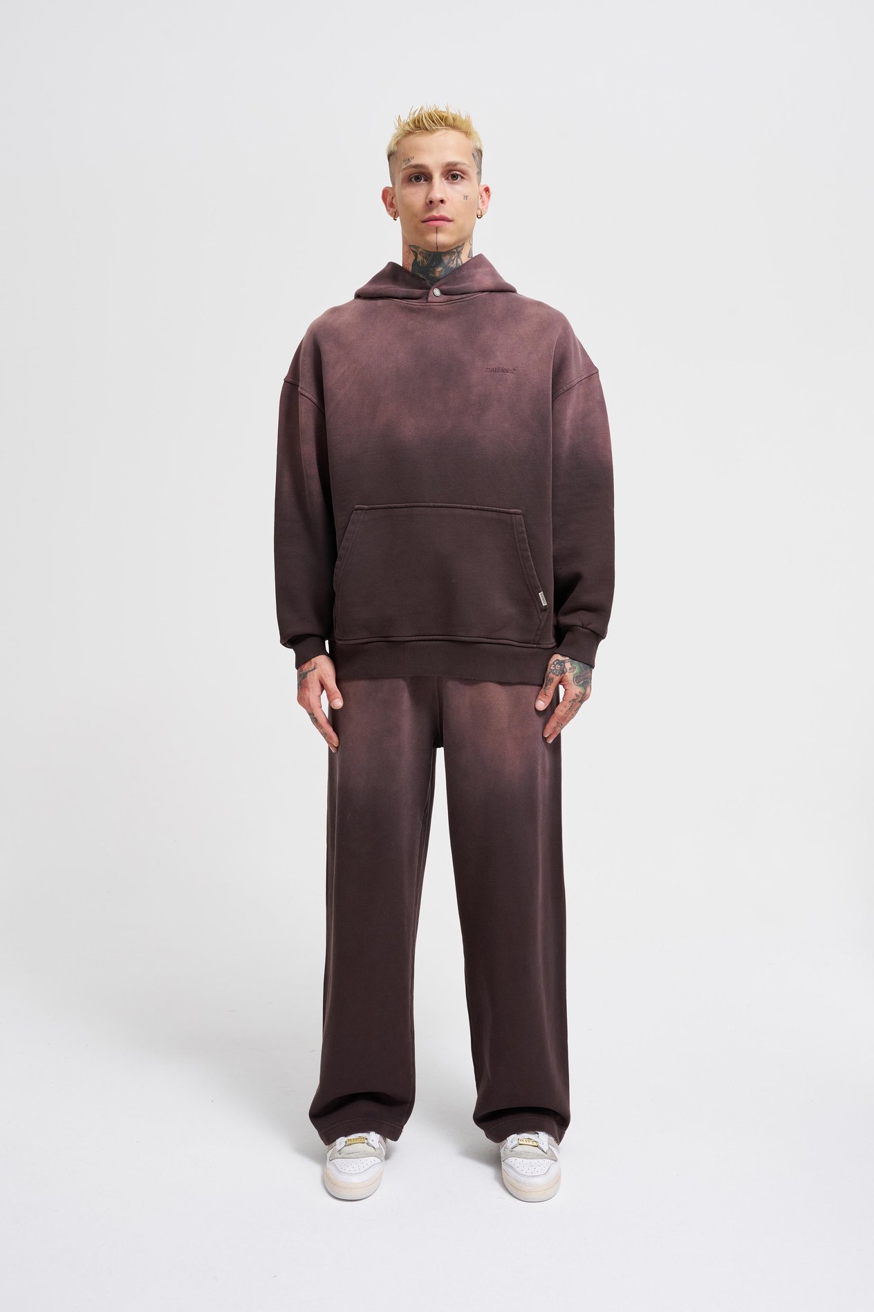 Erkek Gradient Yıkamalı Hoodie COFFEE